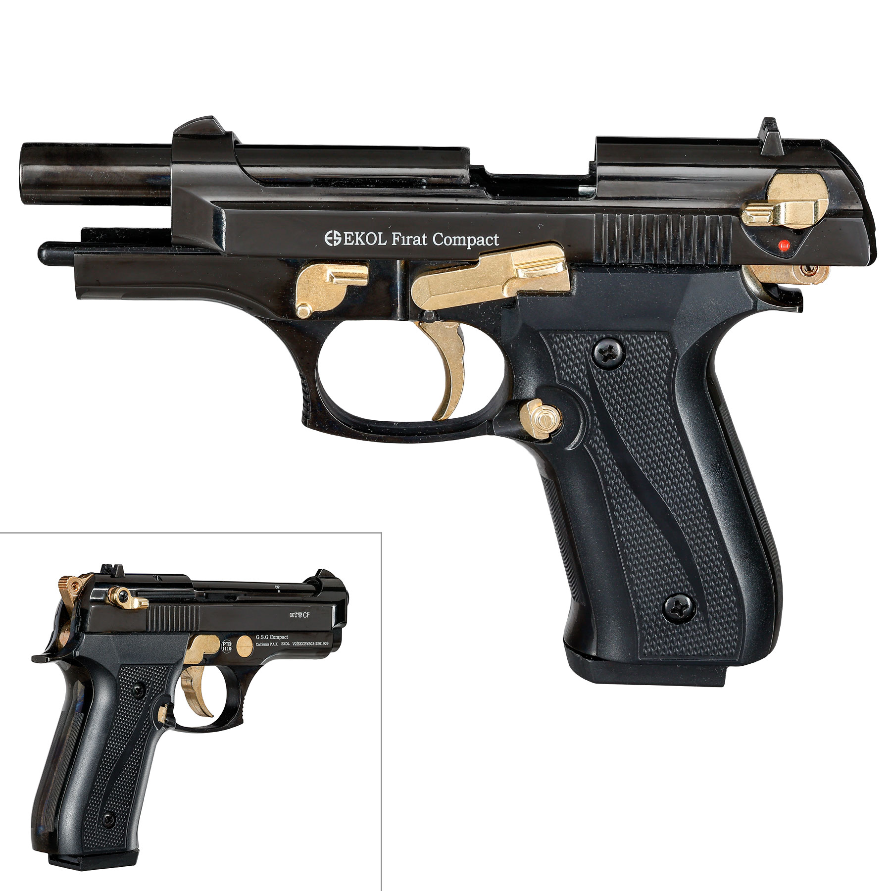 Ekol Firat Compact Schreckschuss Pistole Kal. 9 mm P.A.K. schwarz / gold Bild 8