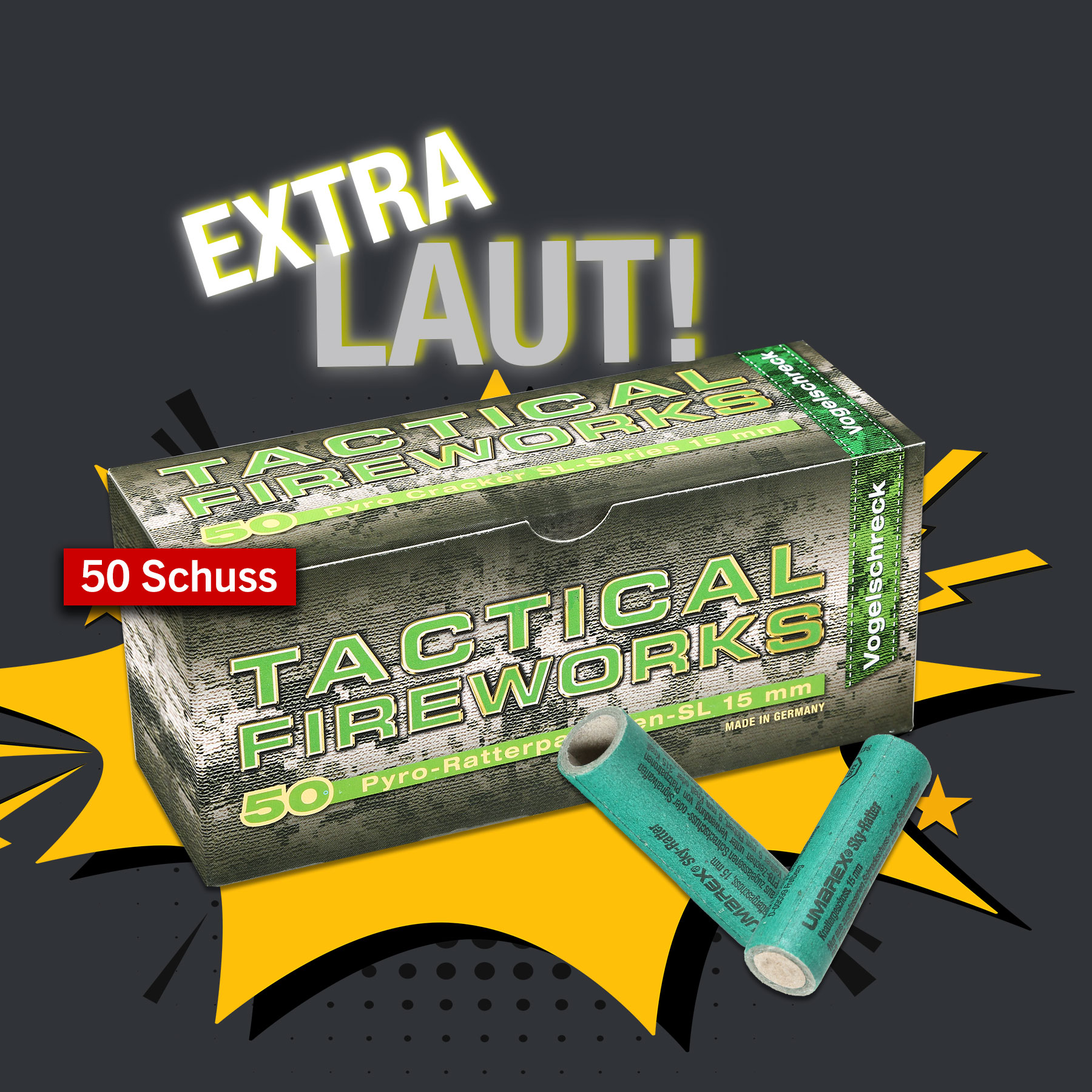 Tactical Fireworks 50 Ratterpatronen für Schreckschusswaffen