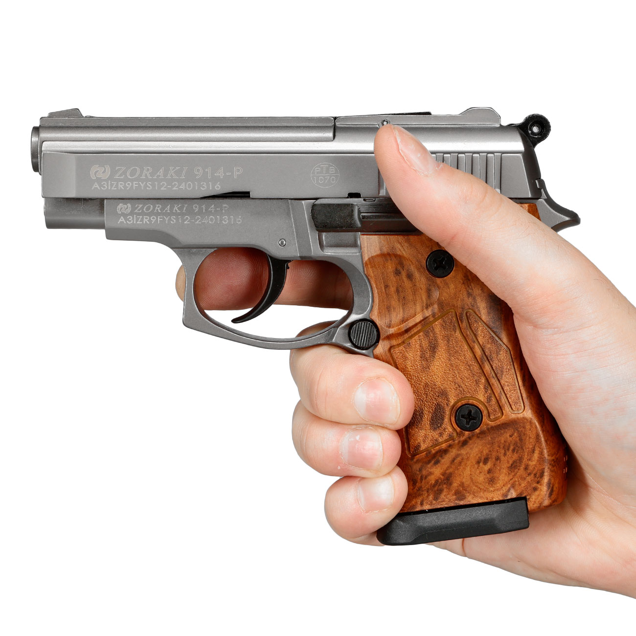 Zoraki 914 Schreckschuss Pistole 9mm P.A.K. titan Holzoptik Bild 5