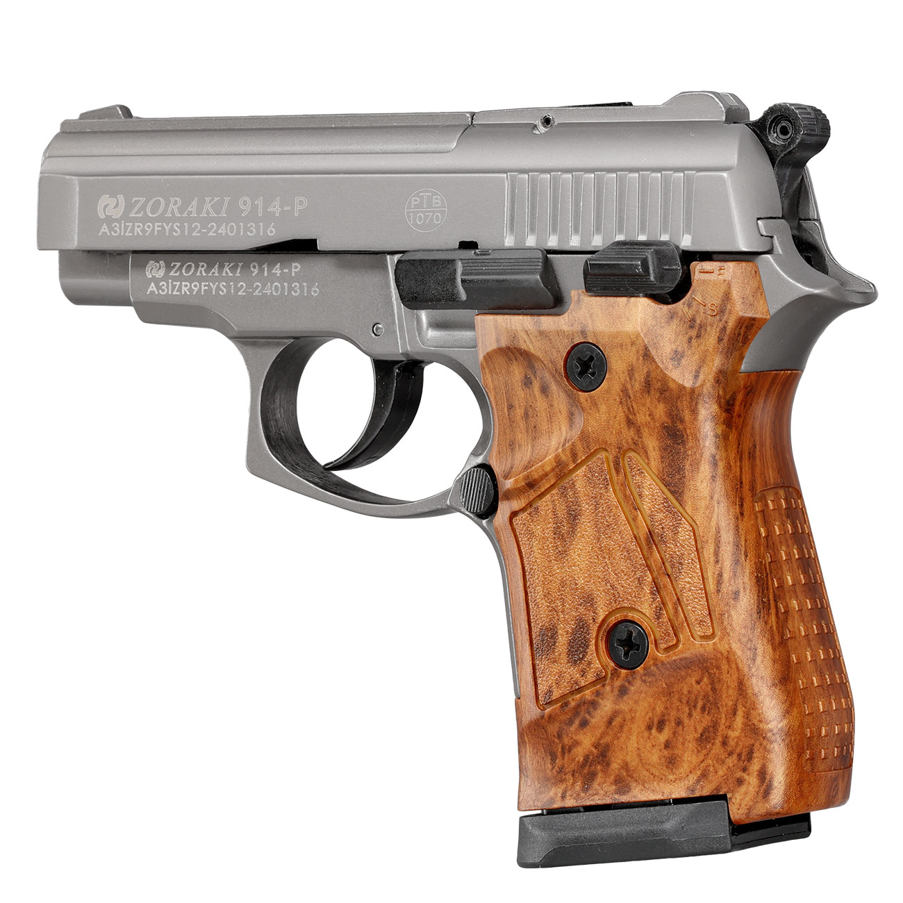 Zoraki 914 Schreckschuss Pistole 9mm P.A.K. titan Holzoptik Bild 7