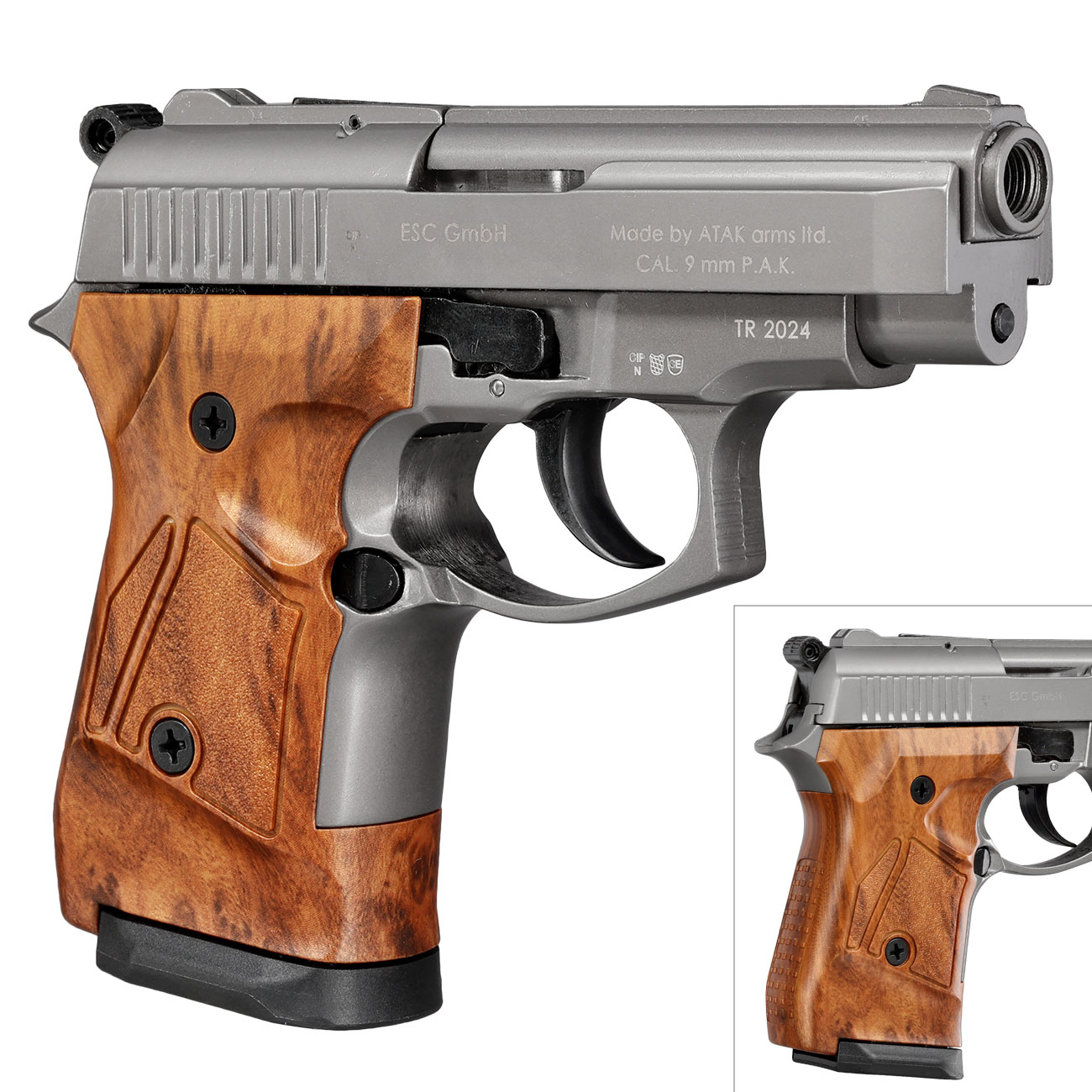 Zoraki 914 Schreckschuss Pistole 9mm P.A.K. titan Holzoptik Bild 9