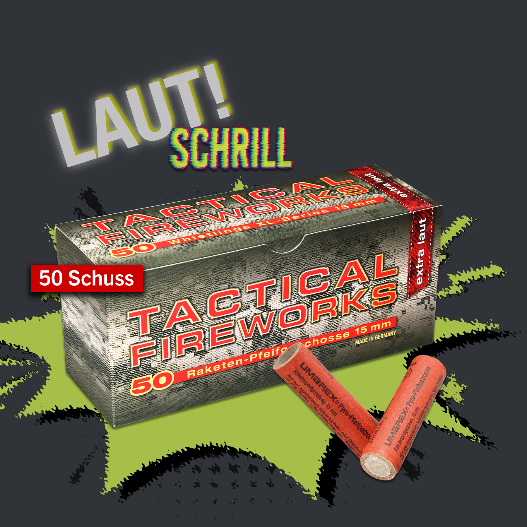 Pfeifpatronen Tactical Fireworks 50 Stück für Schreckschusswaffen