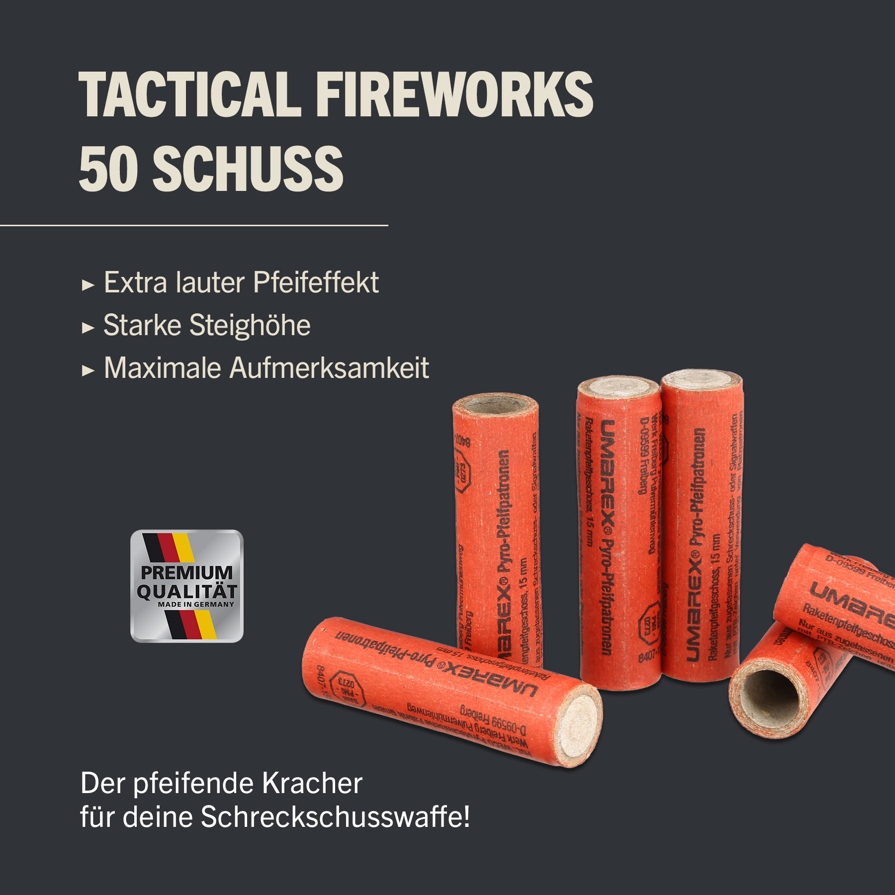 Pfeifpatronen Tactical Fireworks 50 Stück für Schreckschusswaffen Bild 1