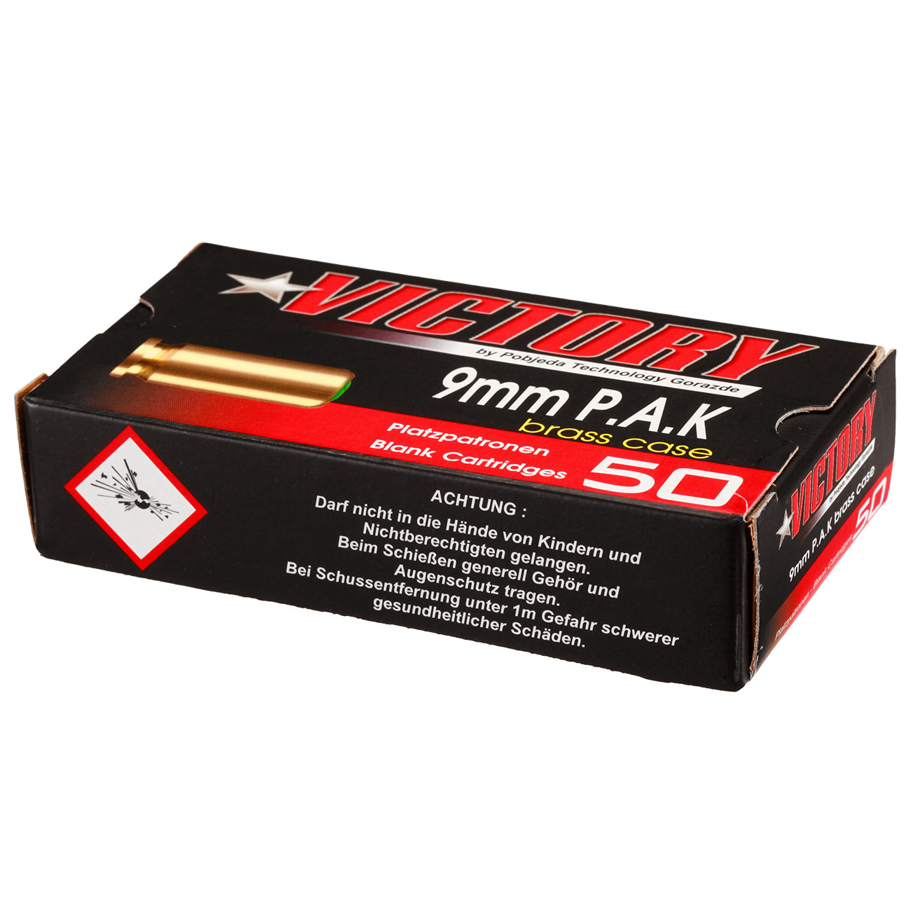 Victory Pobjeda Knallpatronen Messinghlsen Kal. 9mm P.A.K. 50 Stck Bild 8