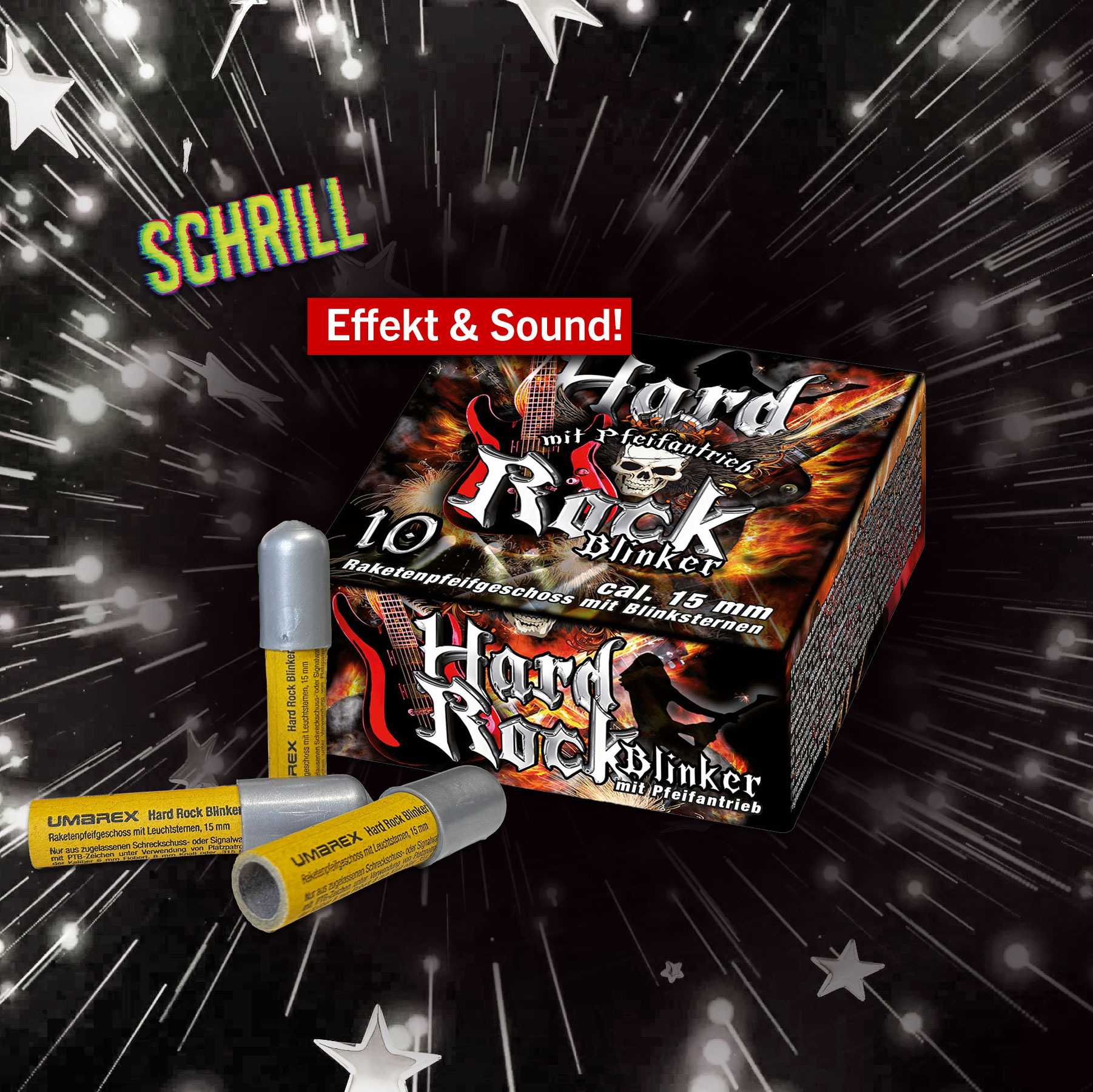 Hard Rock Blinker Feuerwerksterne Signaleffekte 10-teilig