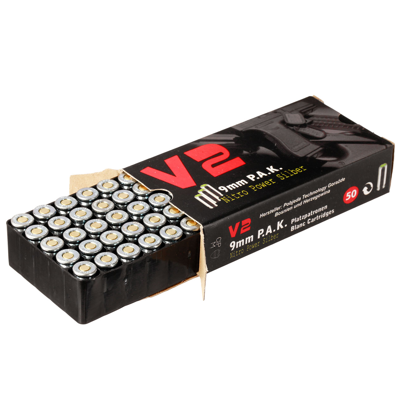 Pobjeda Knallpatronen V2 Nitro Power Silber 9mm P.A.K. 50 Stck Bild 3
