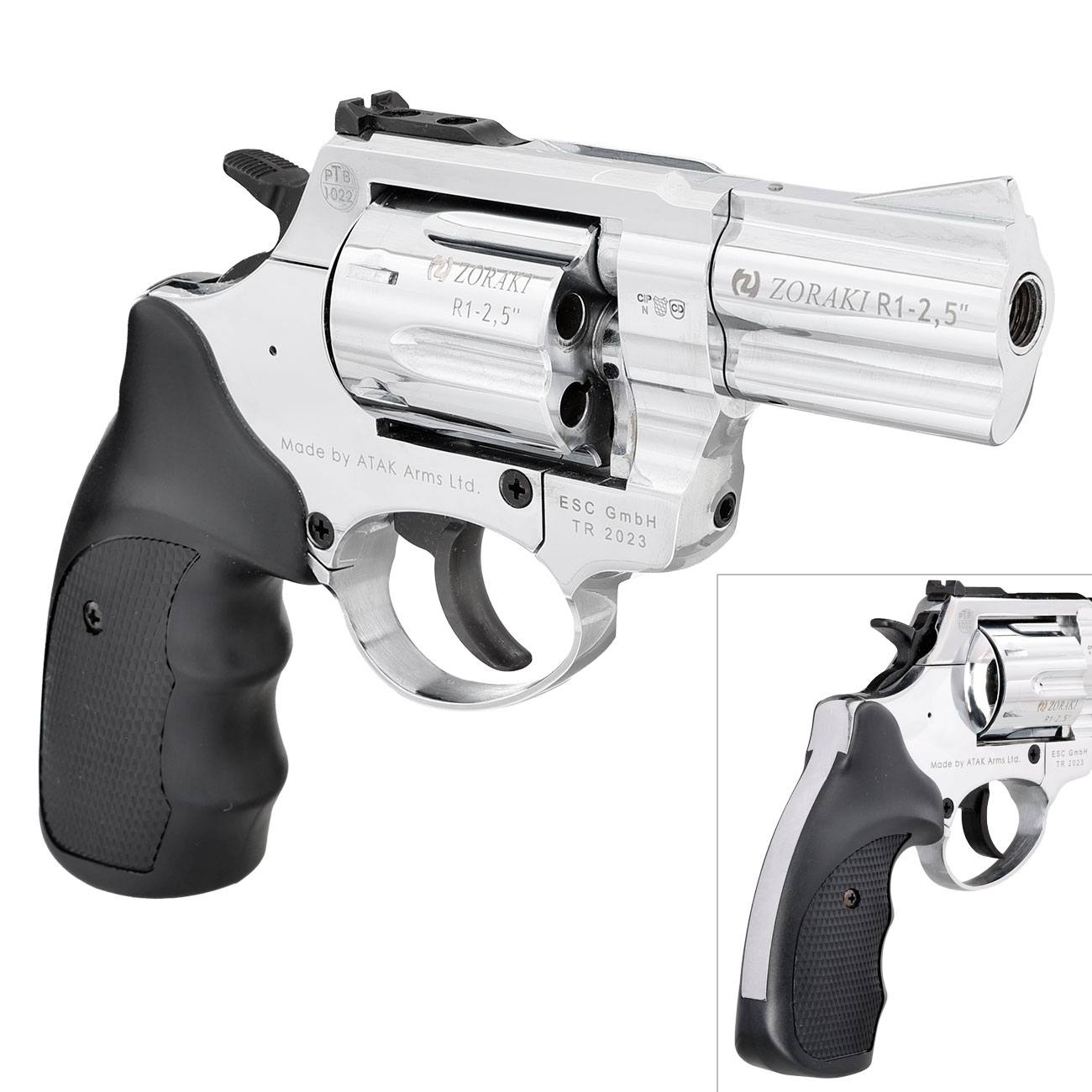 Zoraki R1 2,5 Zoll Schreckschuss-Revolver Kal. 9mm R.K. chrom Bild 9