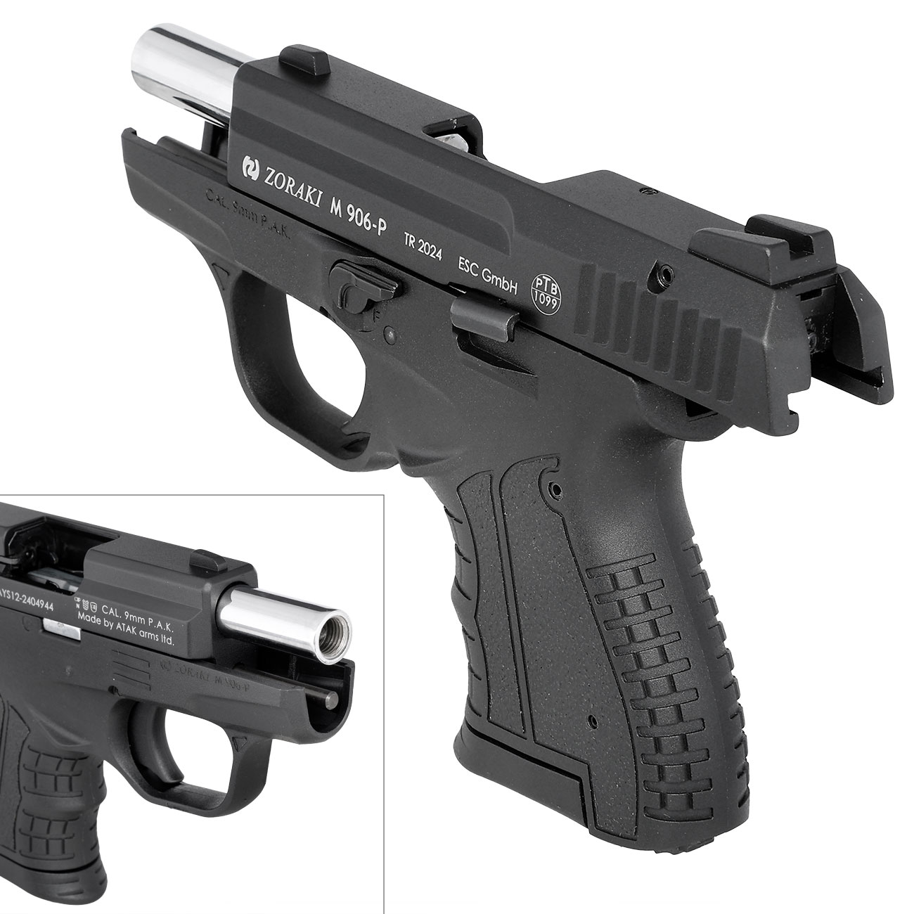 Zoraki Schreckschusspistole 906 9mm P.A.K. schwarz-chrom Bild 8