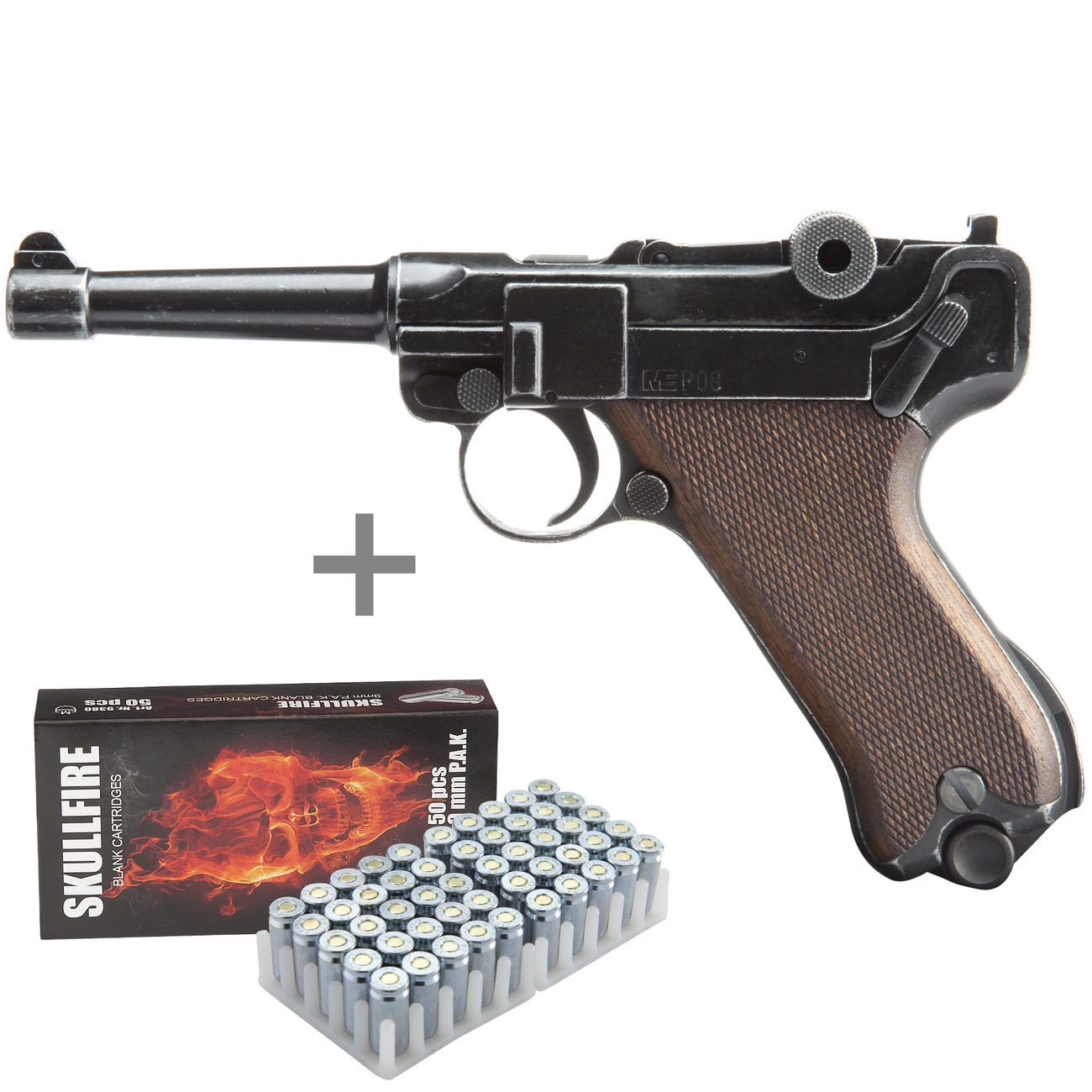 Luger Me P08 Schreckschuss Pistole Antik Finish Inkl 50 Schuss Marken Platzpatronen Kotte Zeller