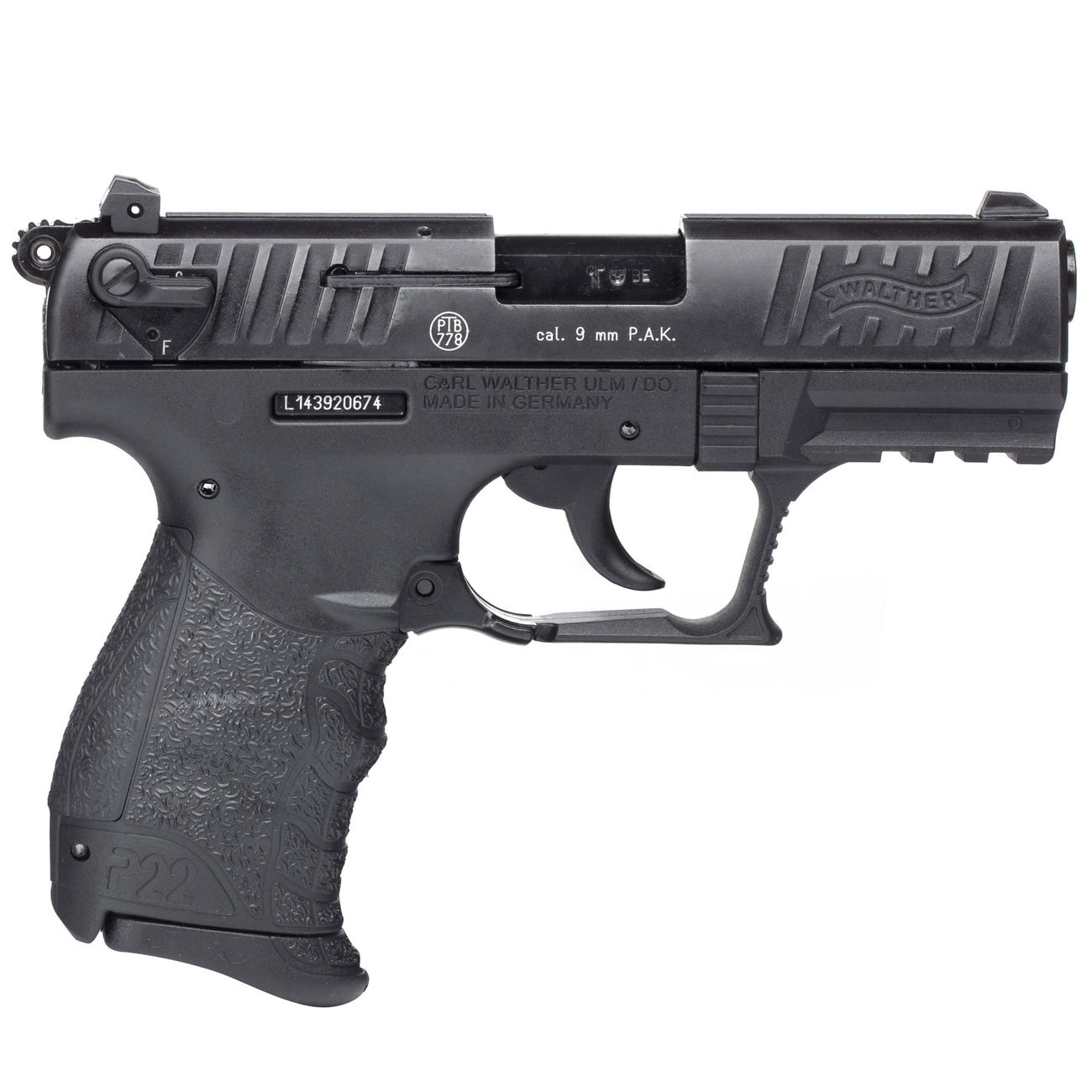 Walther P22Q Schreckschuss Pistole 9mm P.A.K. brniert inkl. Walther Platzpatronen Bild 1