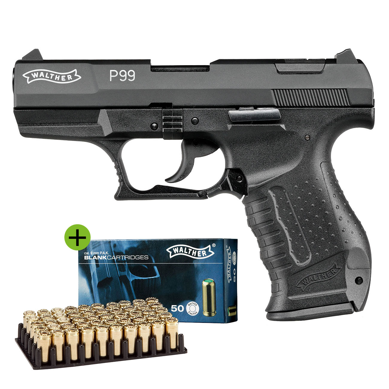 Walther P99 Schreckschuss Pistole 9mm P.A.K. schwarz inkl. Walther Platzpatronen