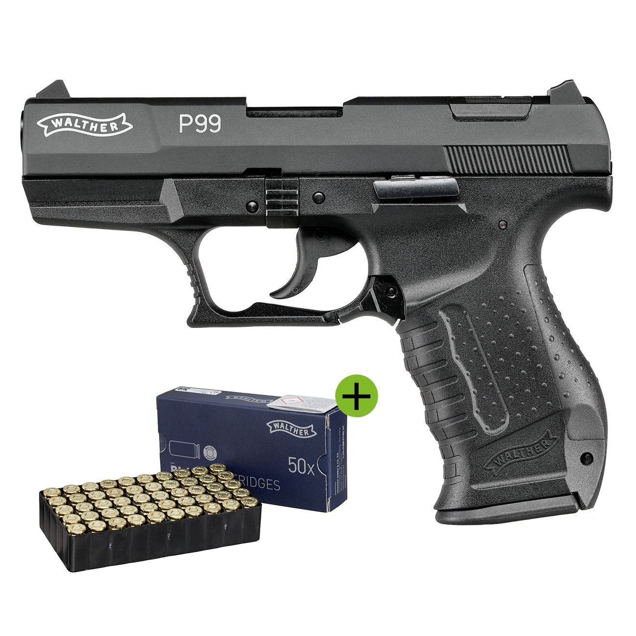 Walther P99 Schreckschuss Pistole 9mm P.A.K. schwarz inkl. Walther Platzpatronen