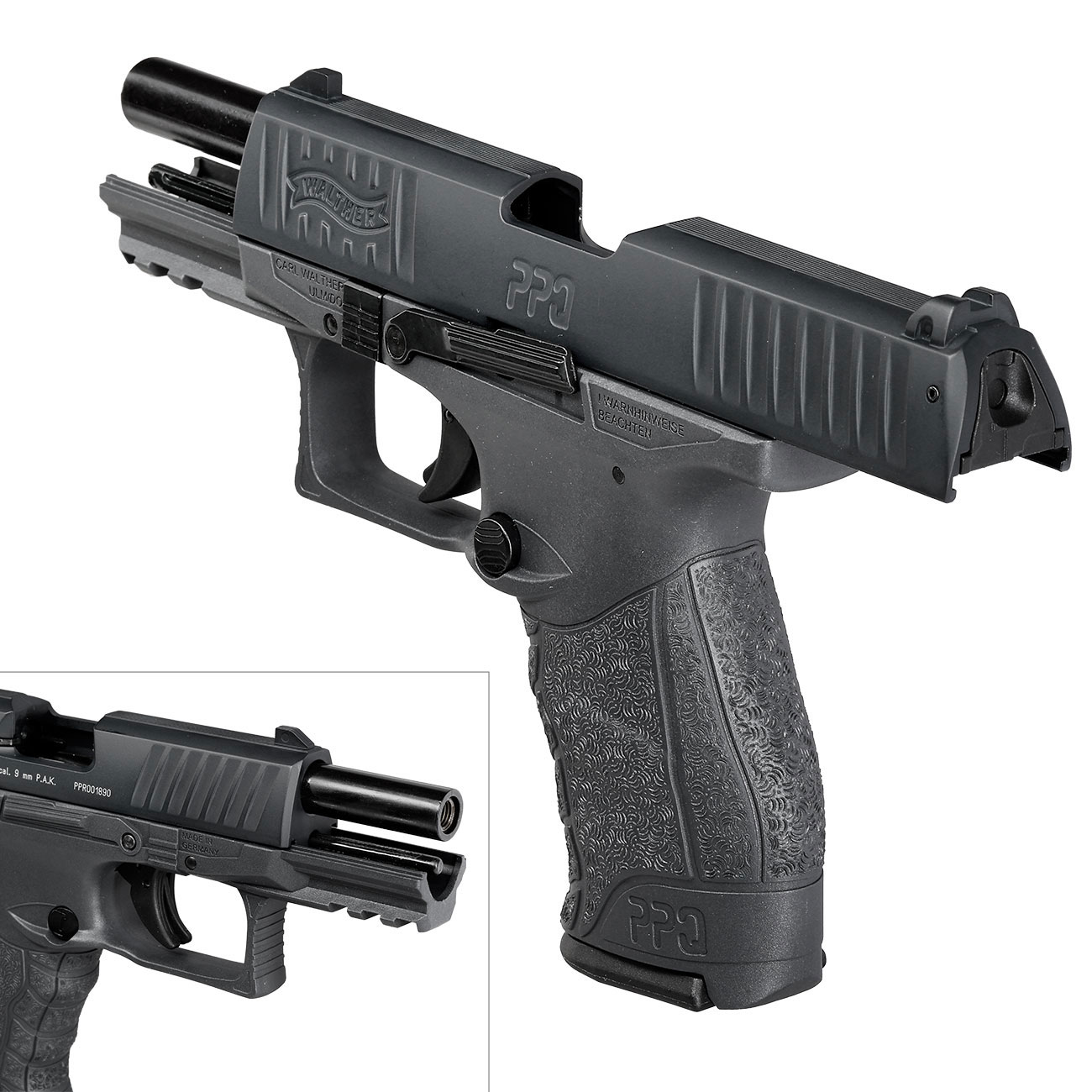 Walther PPQ M2 Schreckschuss Pistole 9mm P.A.K. schwarz inkl. Walther Platzpatronen Bild 8