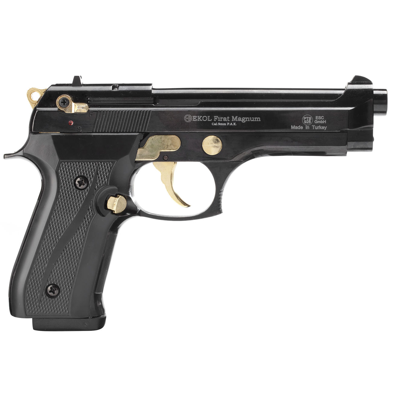 Ekol Firat Magnum Schreckschuss Pistole 9mm P.A.K. schwarz/gold  inkl. 250 Platzpatronen Bild 1