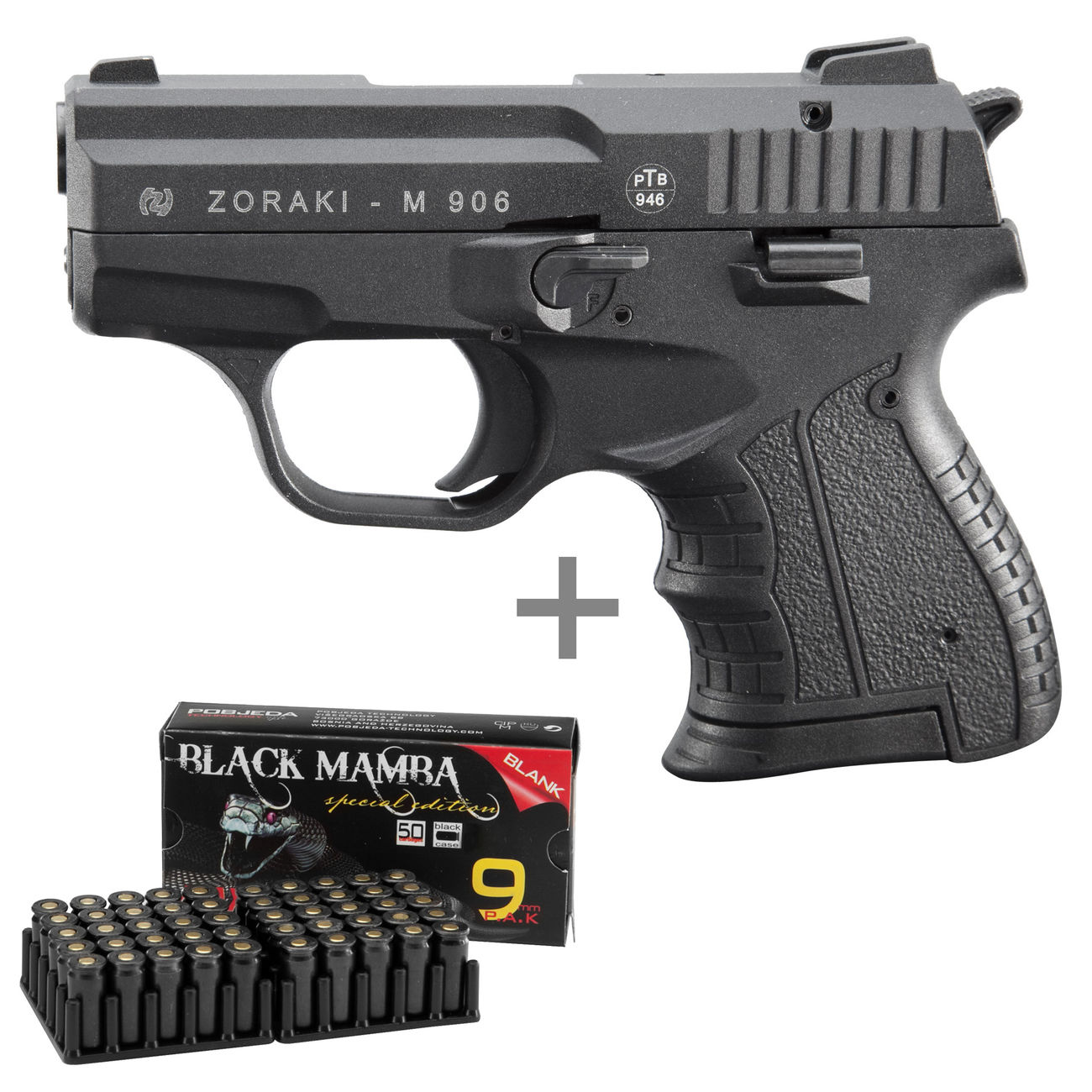 Zoraki 906 Schreckschusspistole 9mm P.A.K. brüniert inkl. 50 Schuss Marken-Knallpatronen