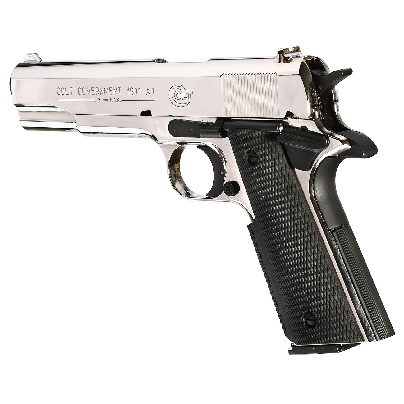 Colt Government 1911 A1 Schreckschuss Pistole 9mm P.A.K. polished chrome Bild 2