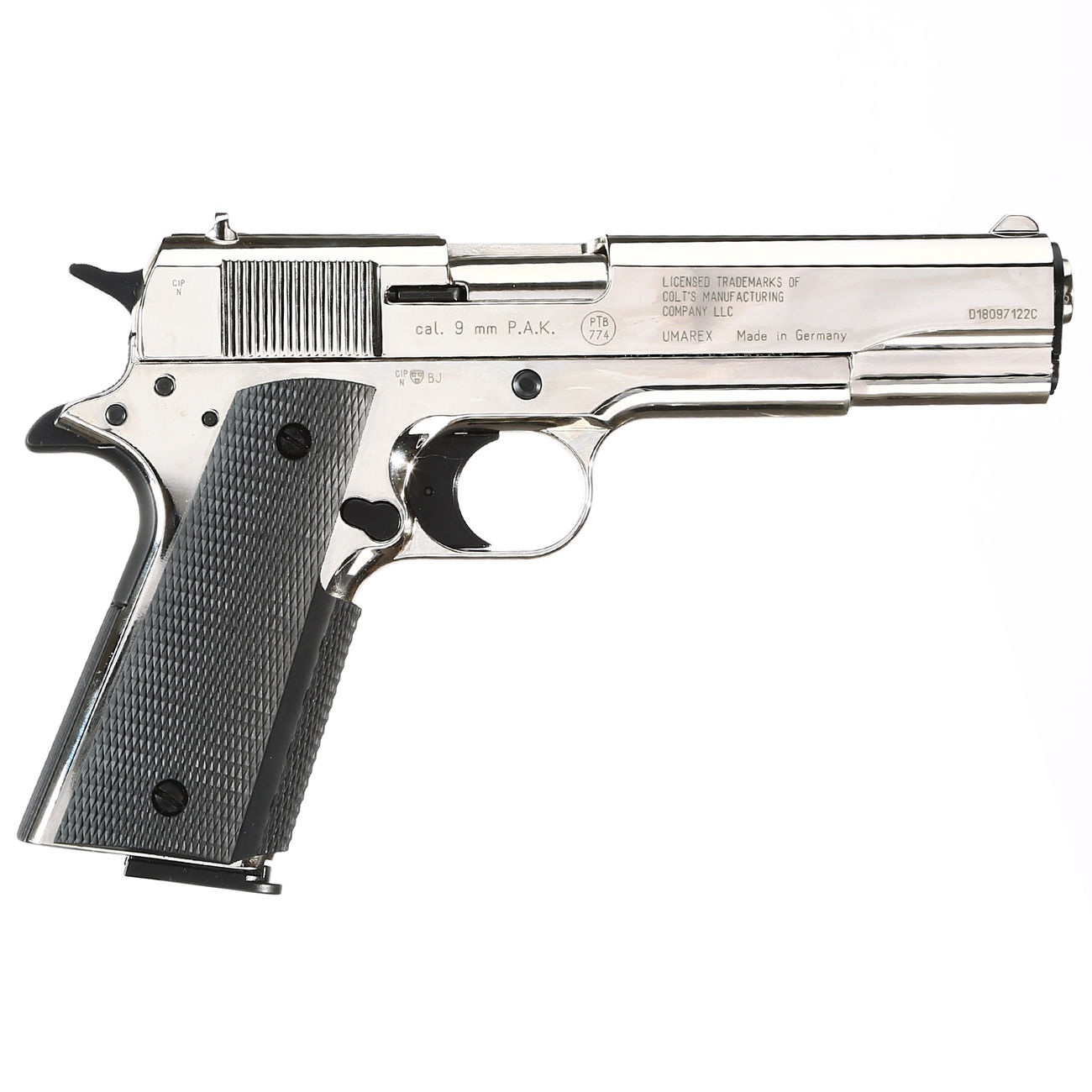 Colt Government 1911 A1 Schreckschuss Pistole 9mm P.A.K. polished chrome Bild 3