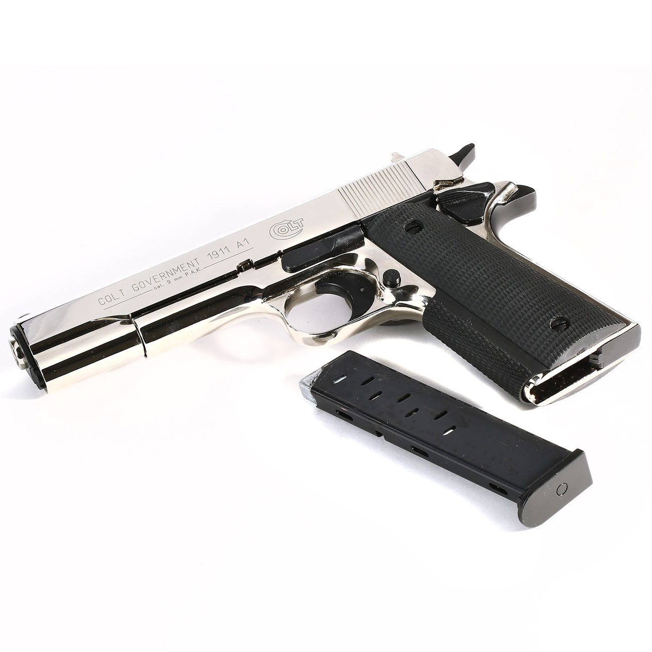 Colt Government 1911 A1 Schreckschuss Pistole 9mm P.A.K. polished chrome Bild 5