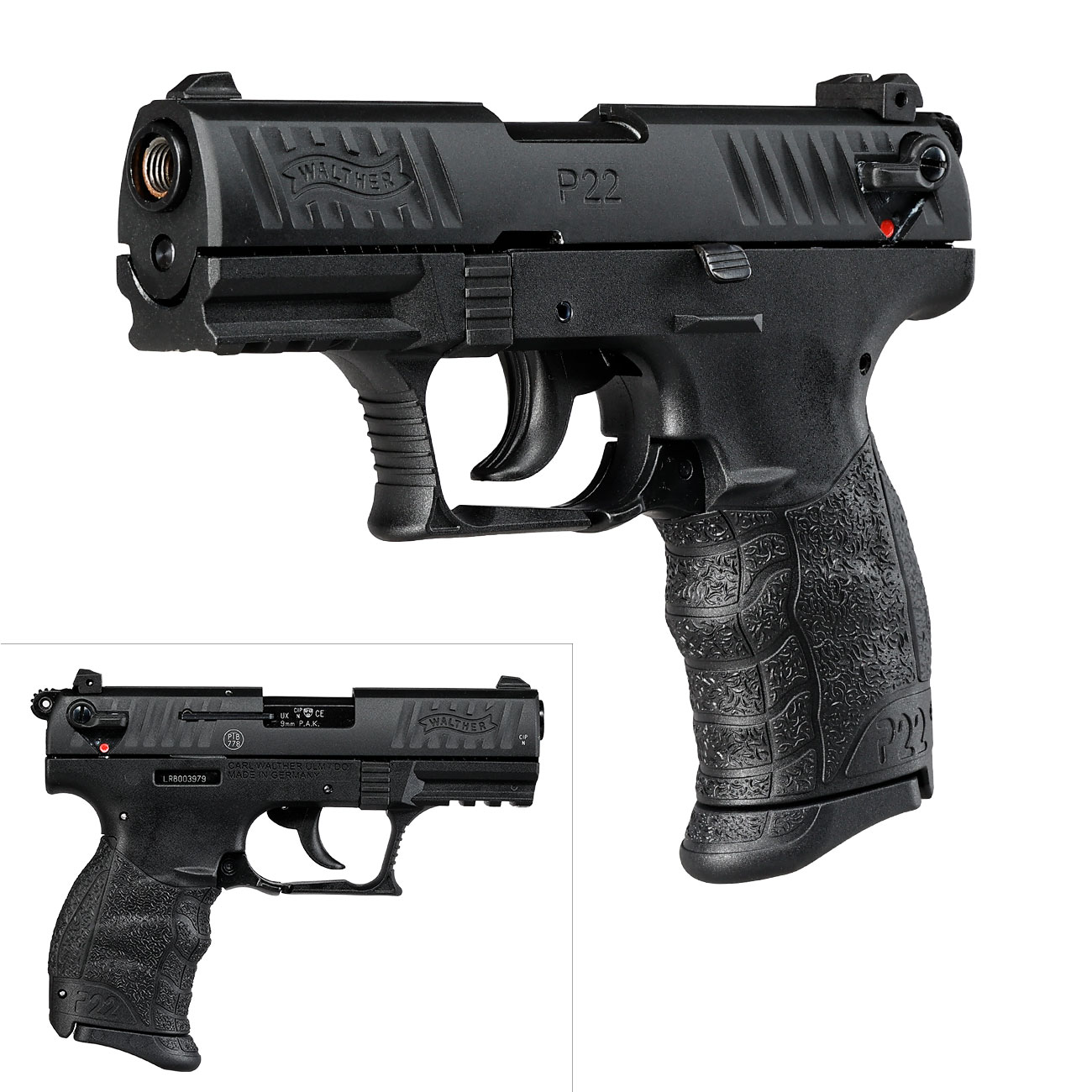 Walther P22Q Schreckschuss Pistole 9mm P.A.K. R2D-Kit inkl. Pfefferspray, Messer, Lampe, Waffenkoffer Bild 4