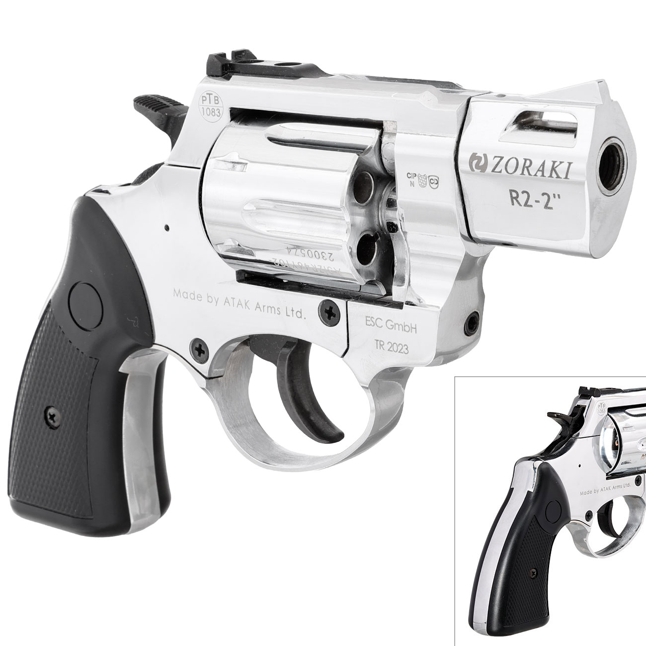 Zoraki R2 2 Zoll Schreckschuss Revolver Kal. 9mm R.K. chrom Bild 9
