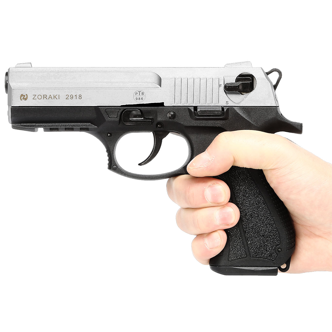 Zoraki 2918 Schreckschuss Pistole Kal. 9mm P.A.K. matt chrom Bild 3