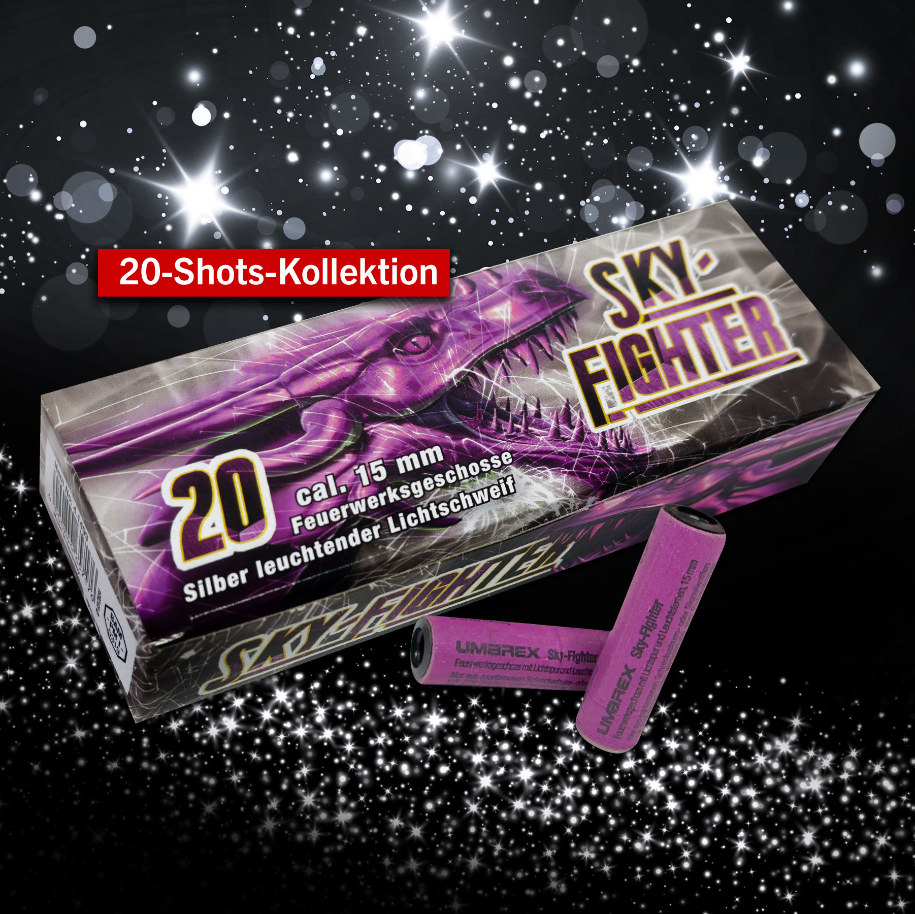 Sky Fighter Signaleffekte mit silber leuchtendem Lichtschweif 20 St�ck f�r Schreckschusswaffen