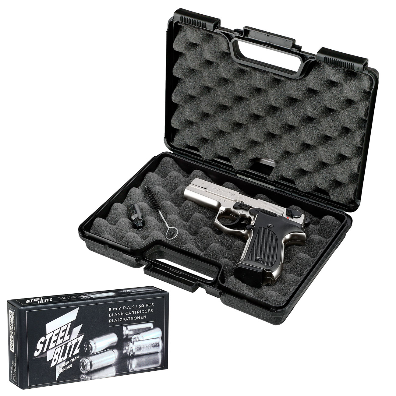 Walther P88 Schreckschuss Pistole bicolor Kal. 9mm P.A.K. + 50 Schuss Pobjeda Steel Blitz Bild 4