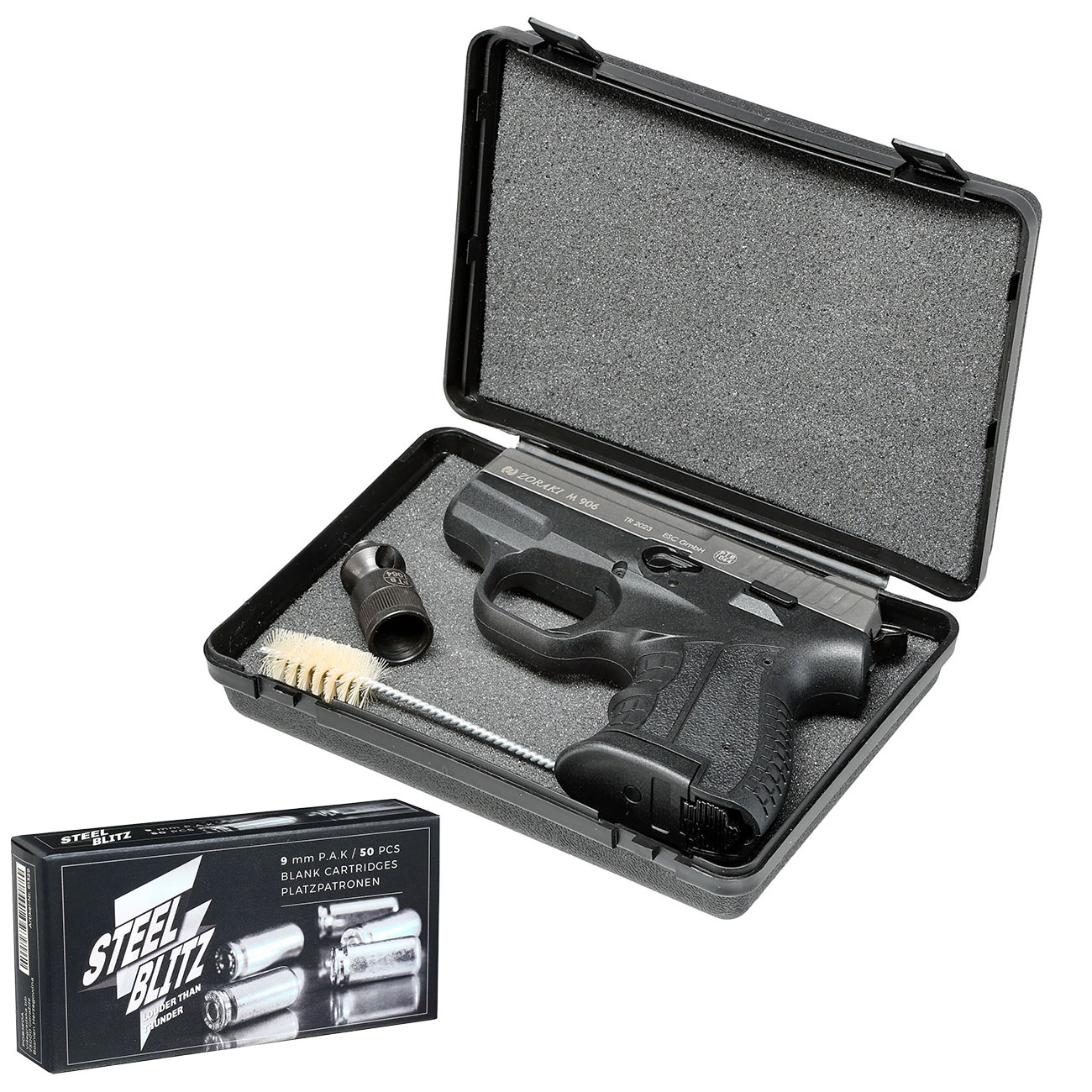 Zoraki 906 Schreckschusspistole 9mm P.A.K. titan inkl. 50 Schuss Pobjeda Steel Blitz Platzpatronen Bild 4