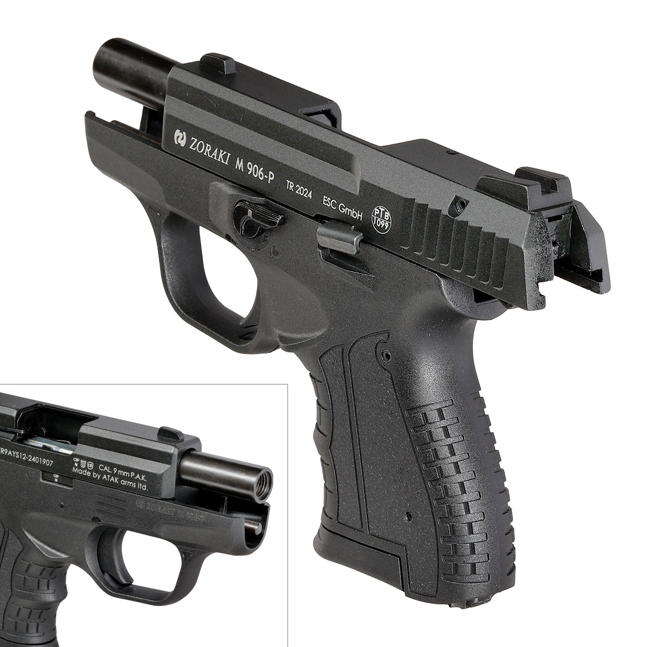 Zoraki Schreckschusspistole 906 Kal. 9mm P.A.K. brniert inkl. 50 Schuss Pobjeda Steel Blitz Bild 8