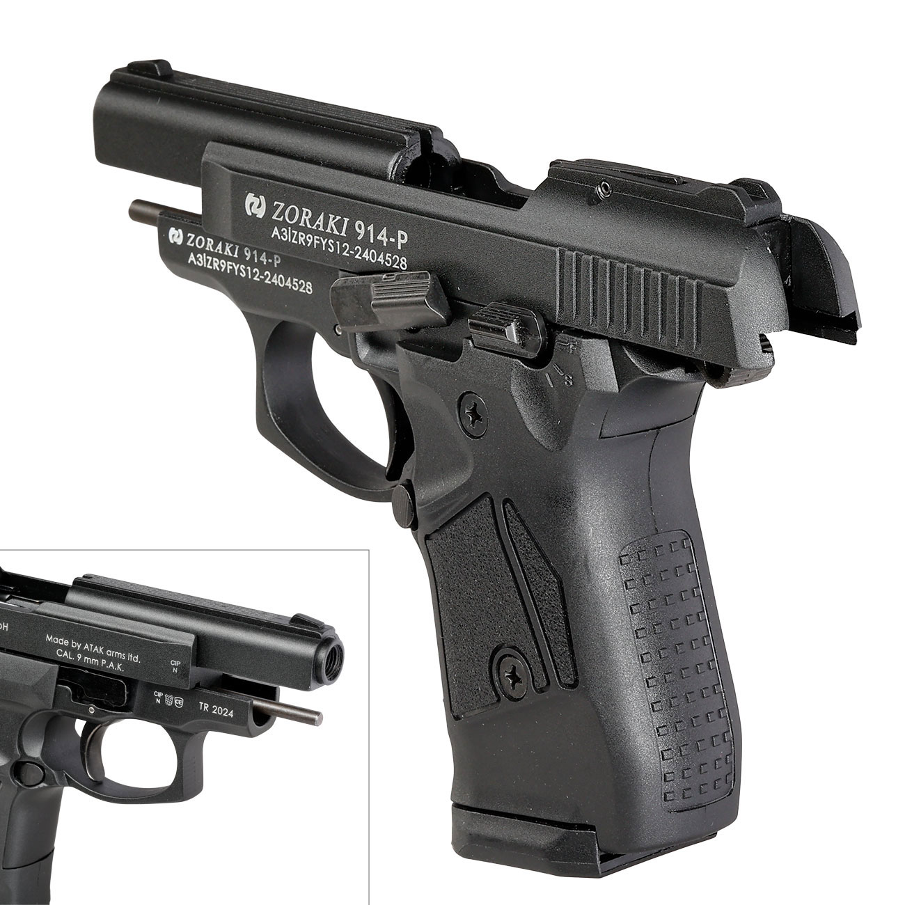 Zoraki 914 brniert Schreckschuss Pistole Kal. 9 mm P.A.K. + 50 Schuss Pobjeda Steel Blitz Bild 8