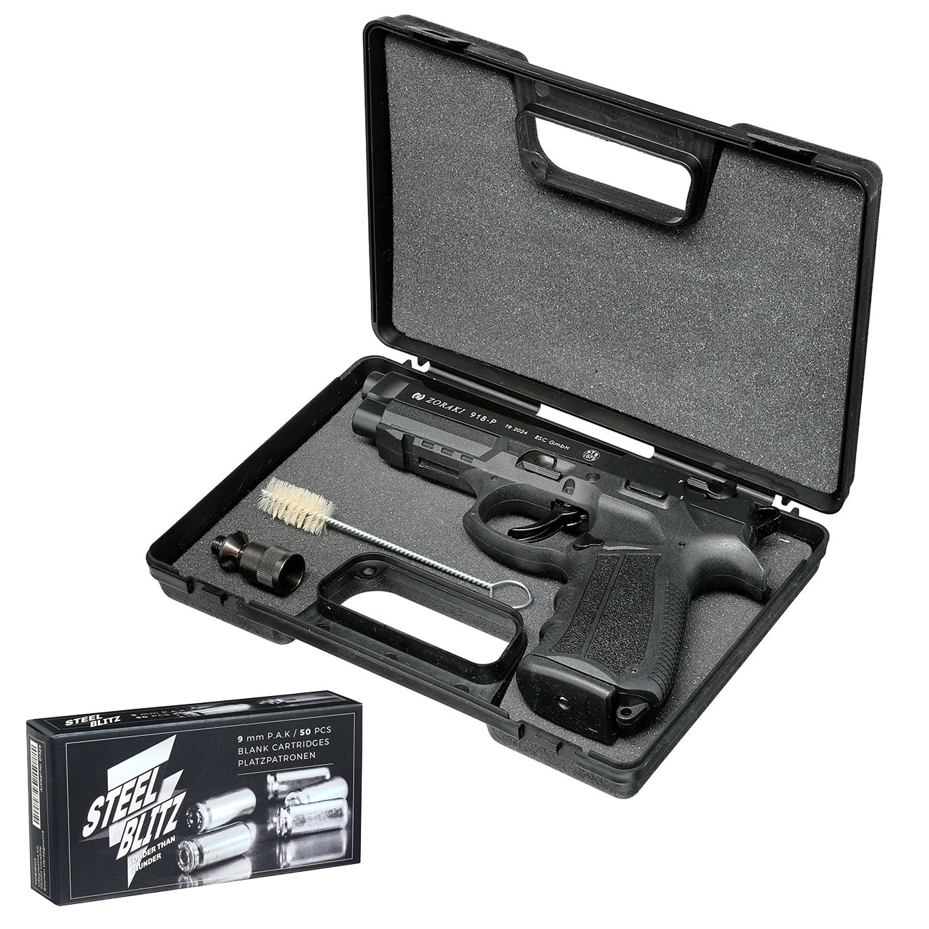 Zoraki 918 Schreckschuss-Pistole Kal. 9mm P.A. brniert inkl. 50 Schuss Pobjeda Steel Blitz Bild 4
