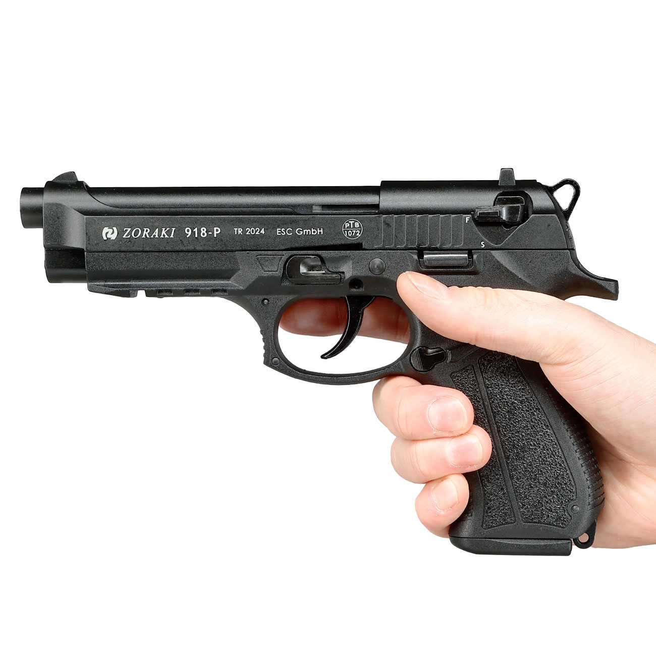 Zoraki 918 Schreckschuss-Pistole Kal. 9mm P.A. brniert inkl. 50 Schuss Pobjeda Steel Blitz Bild 5