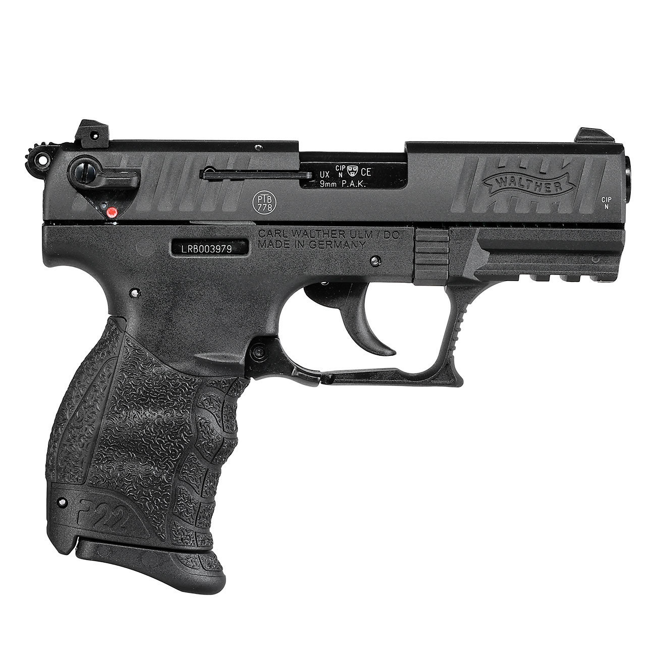 Walther P22Q Schreckschuss Pistole Kal. 9mm P.A.K. brniert + 50 Schuss Black Blitz Bild 3
