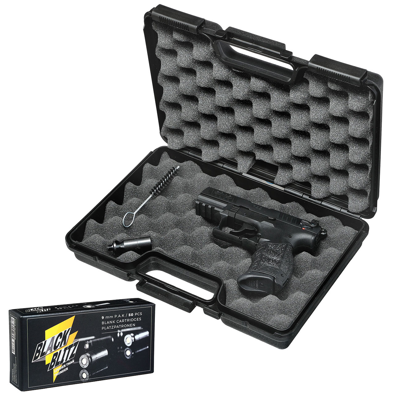 Walther P22Q Schreckschuss Pistole Kal. 9mm P.A.K. brniert + 50 Schuss Black Blitz Bild 4