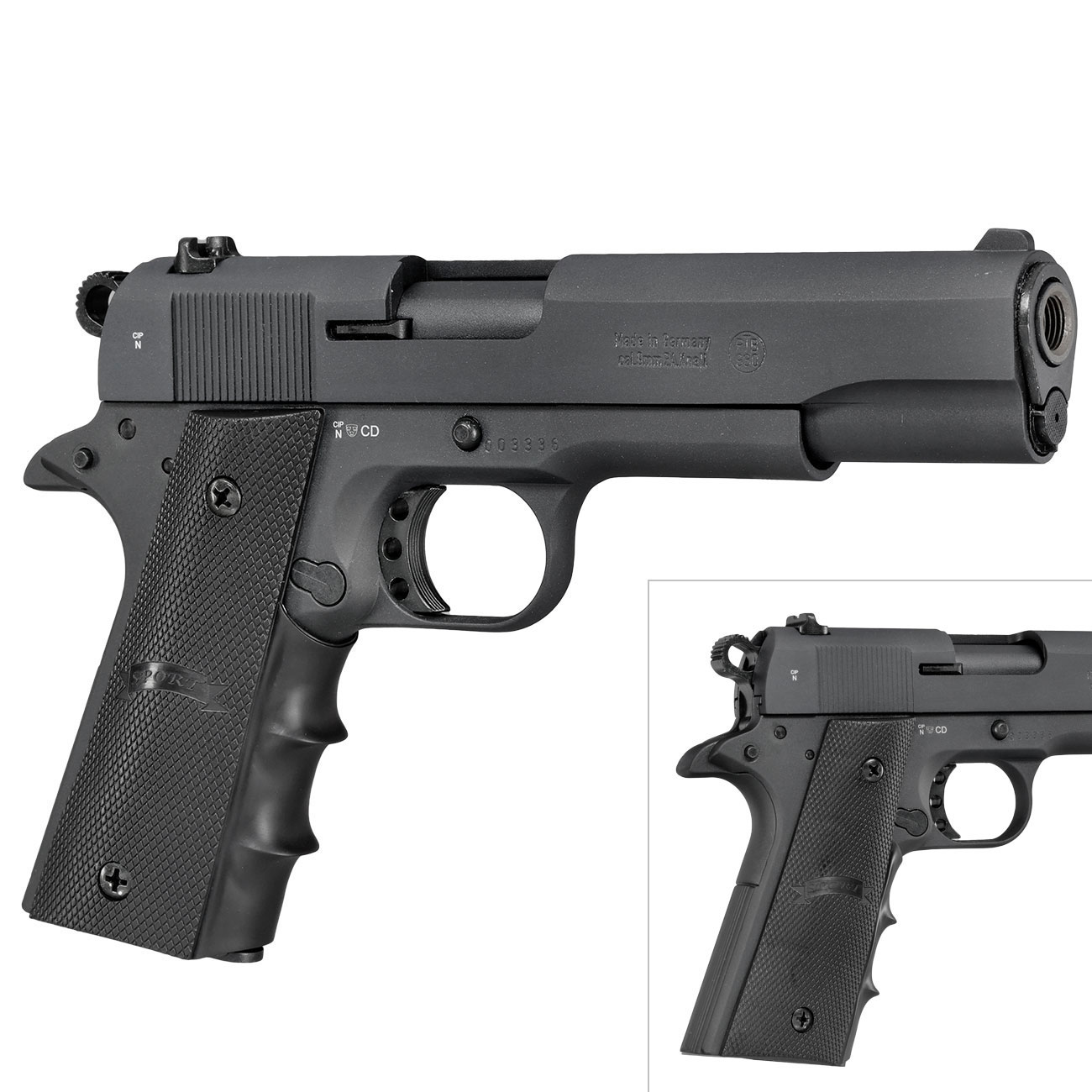ME 1911 Schreckschuss Pistole Kal. 9mm P.A.K. brniert + 50 Schuss Black Blitz Platzpatronen Bild 9