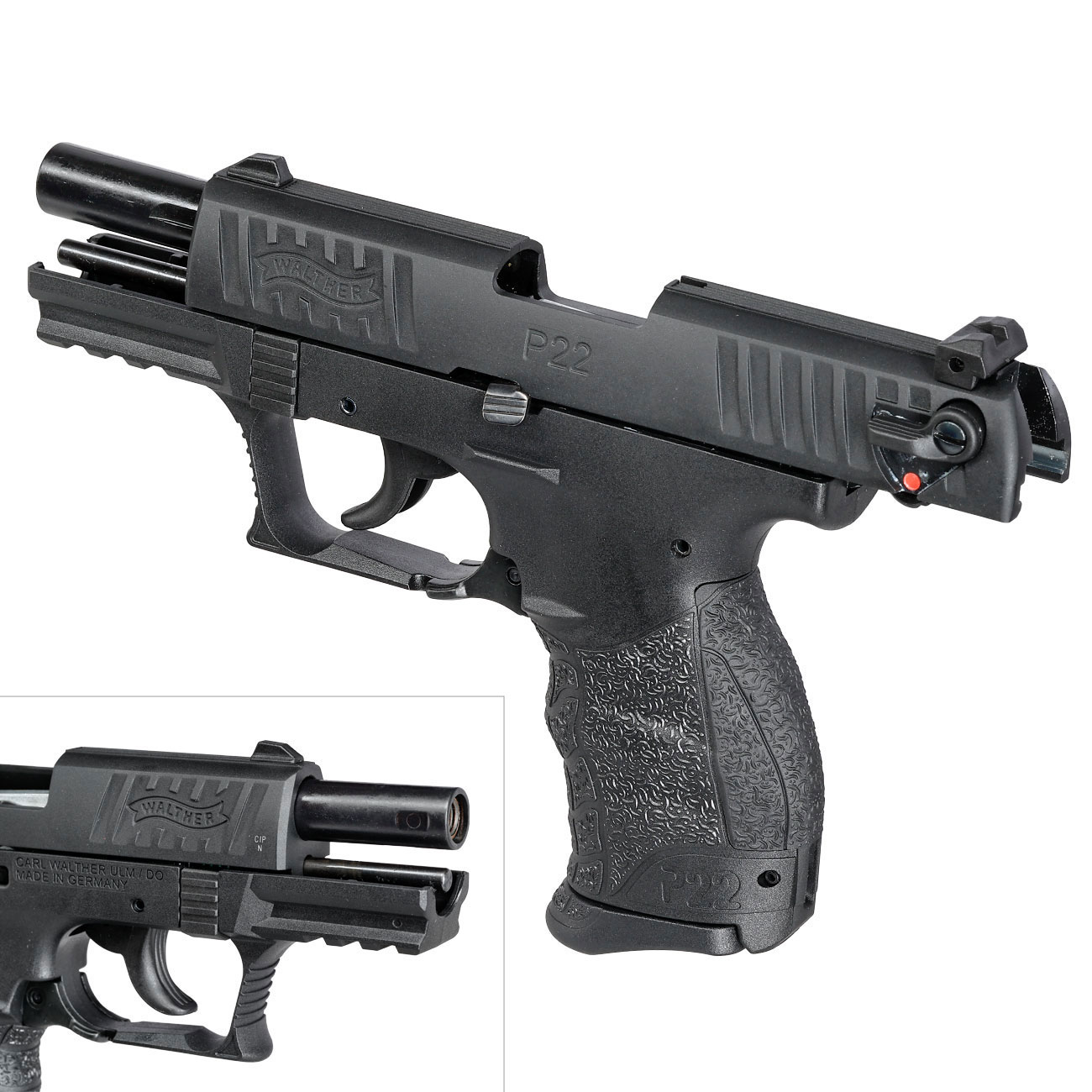Walther P22Q Schreckschuss Pistole 9mm P.A.K. schwarz inklusive 2x 50 Platzpatronen SET Bild 8
