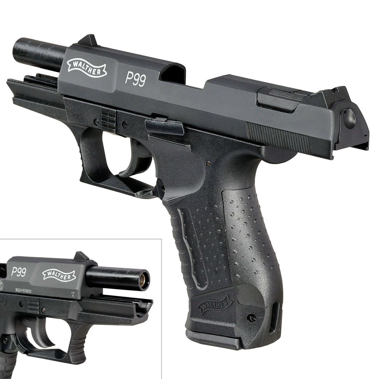Walther P99 Schreckschuss Pistole 9mm P.A.K. schwarz inkl. 2x 50 Platzpatronen Bild 8