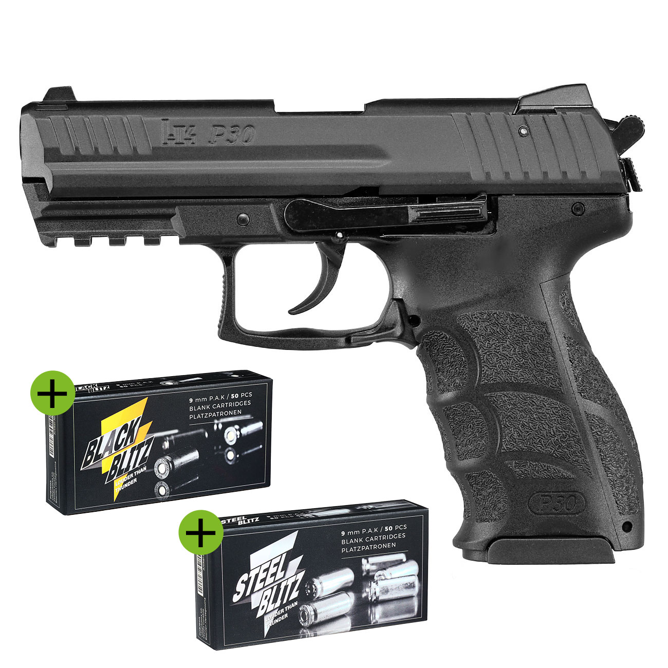 Heckler & Koch P30 Schreckschuss-Pistole 9 mm P.A.K. brniert inkl. 2x 50 Platzpatronen