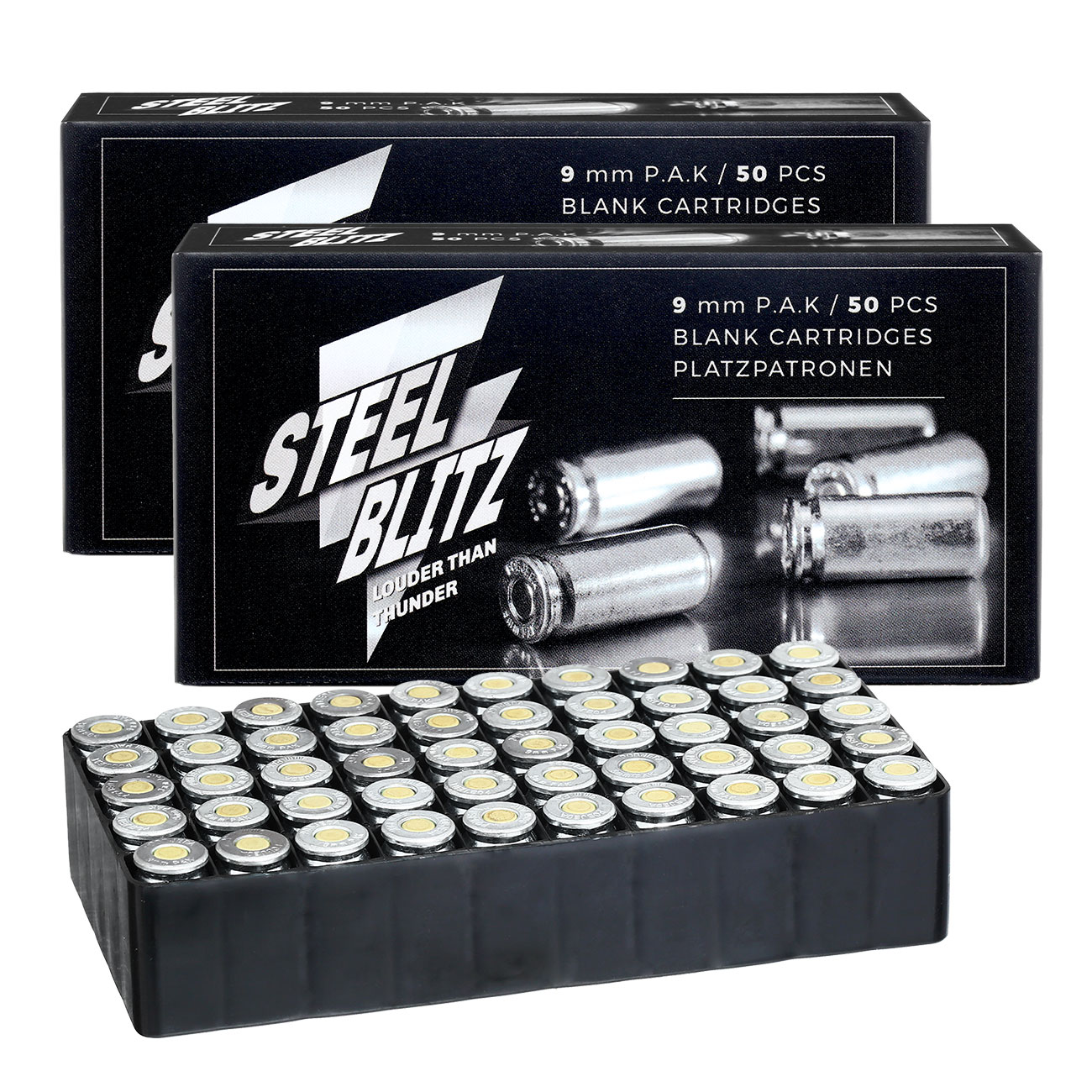 Pobjeda Steel Blitz Knallpatronen 9mm P.A.K. Messinghlse 100 Schuss