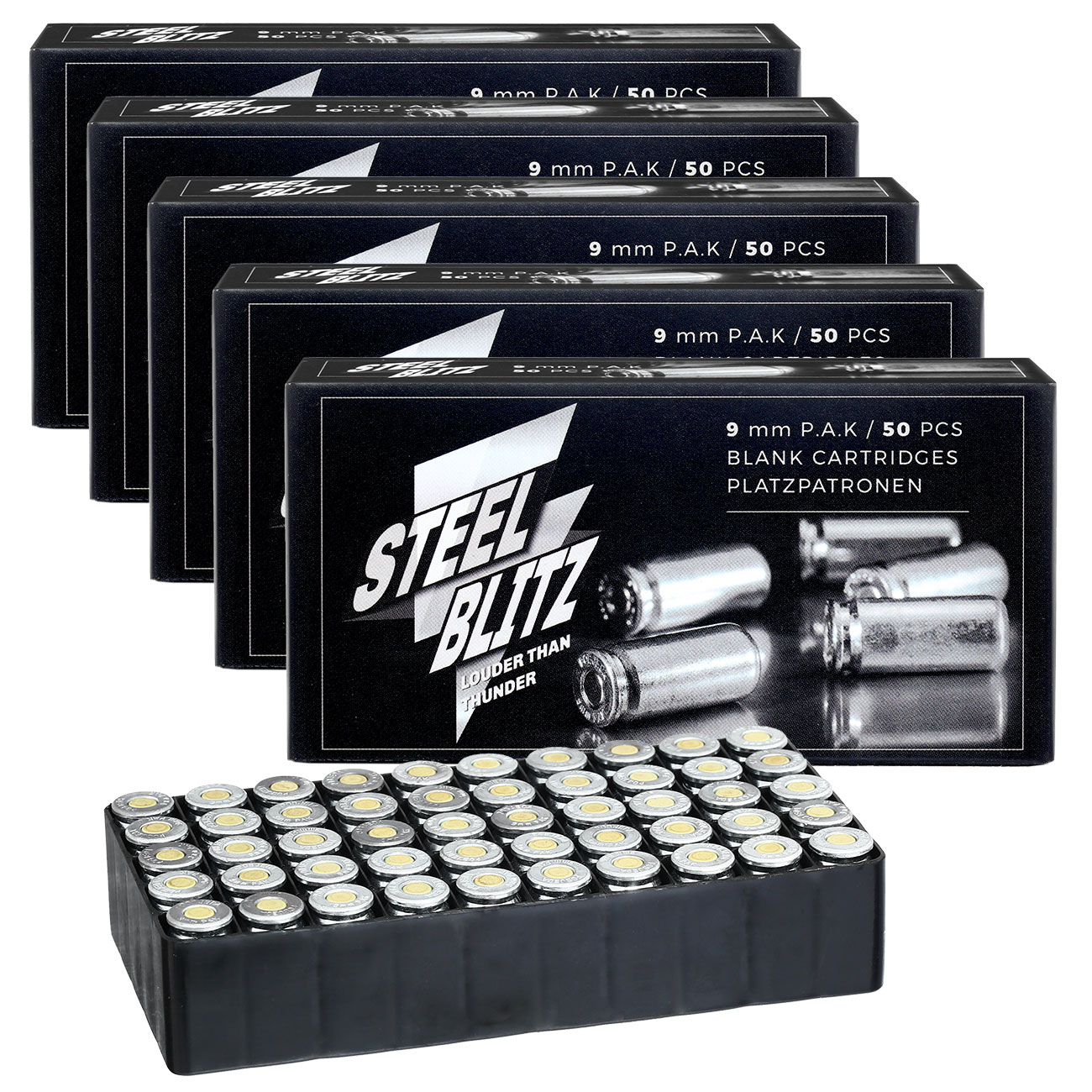Pobjeda Steel Blitz Knallpatronen 9mm P.A.K. Messinghlse 250 Schuss