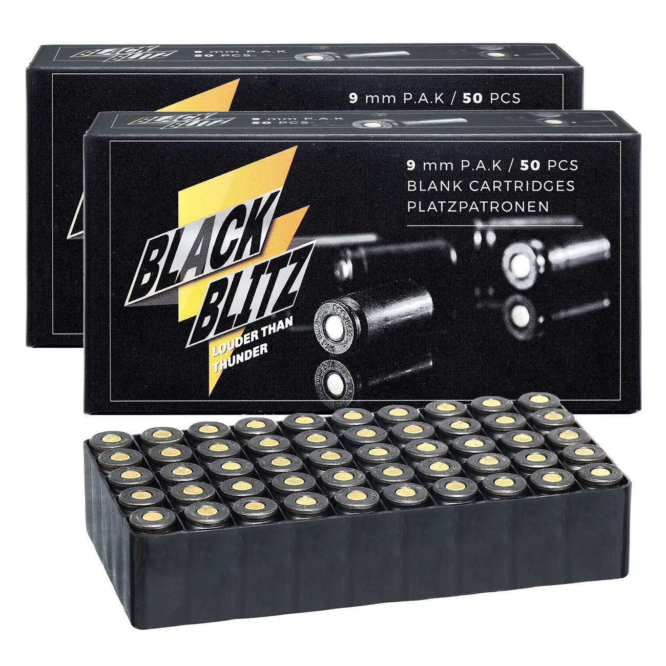 Pobjeda Black Blitz Knallpatronen 9mm P.A.K. schwarze Messinghlse 100 Schuss