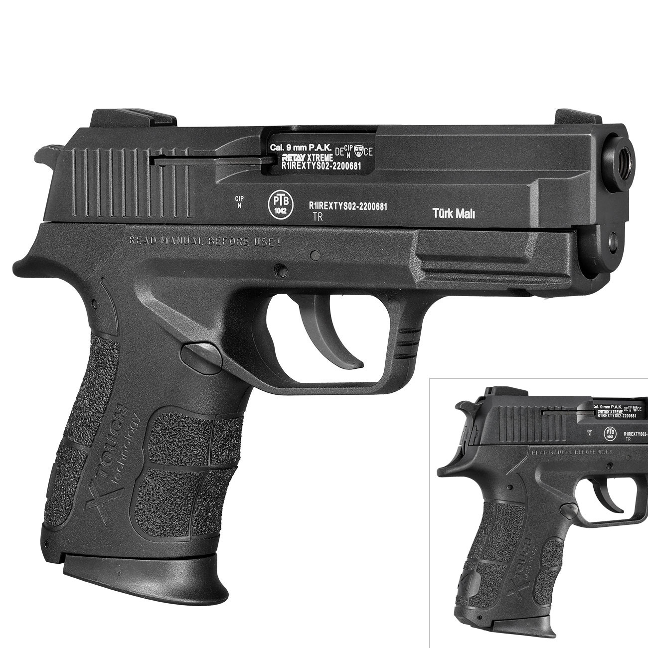 Retay X Treme Schreckschuss Pistole 9mm P.A.K. brniert inkl. 2x 50 Platzpatronen Bild 9