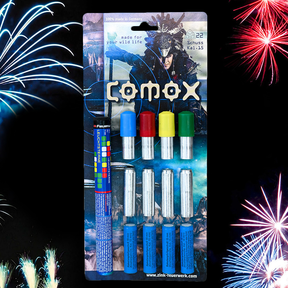 Zink Feuerwerk Comox 22-teilig Signaleffekte für Schreckschusswaffen