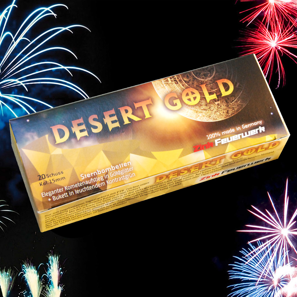 Zink Feuerwerk Desert Gold 20 Schuss Signaleffekte für Schreckschusswaffen