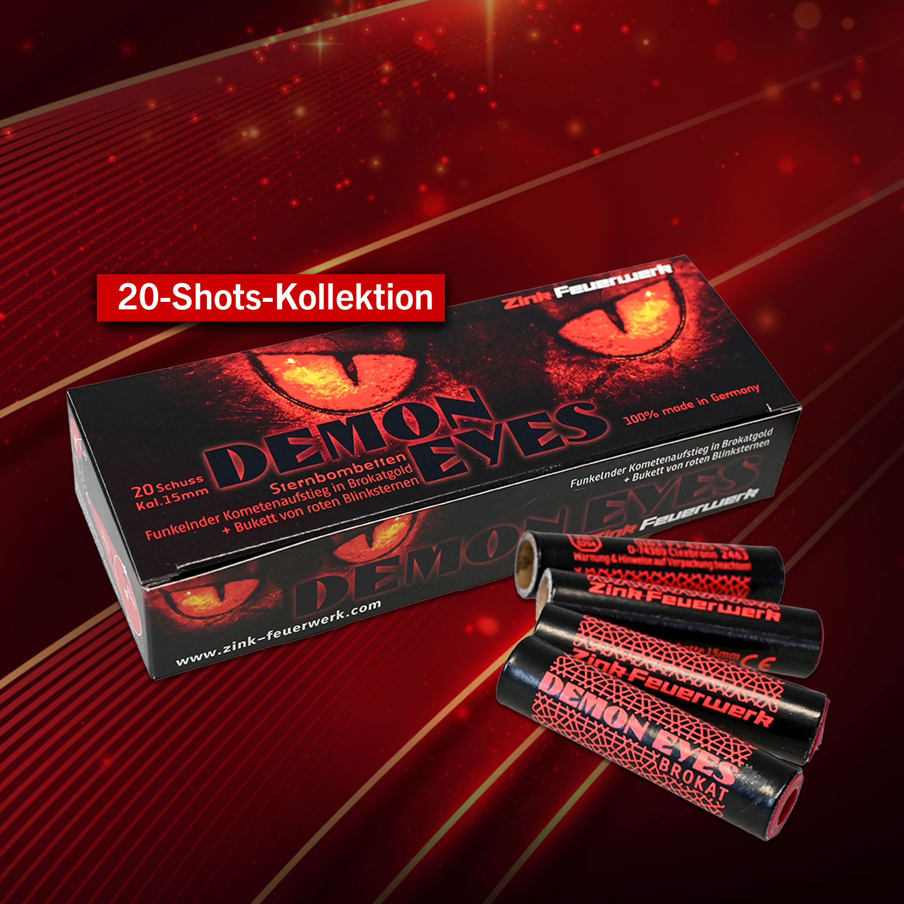 Zink Feuerwerk Demon Eyes 20 Schuss Signaleffekte fr Schreckschusswaffen