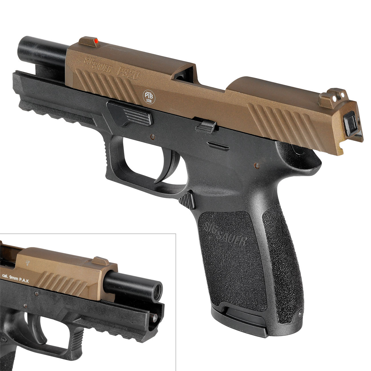 Sig Sauer P320 Schreckschuss Pistole 9mm P.A.K. midnight bronze inkl. 100 Schuss Platzpatronen Bild 8