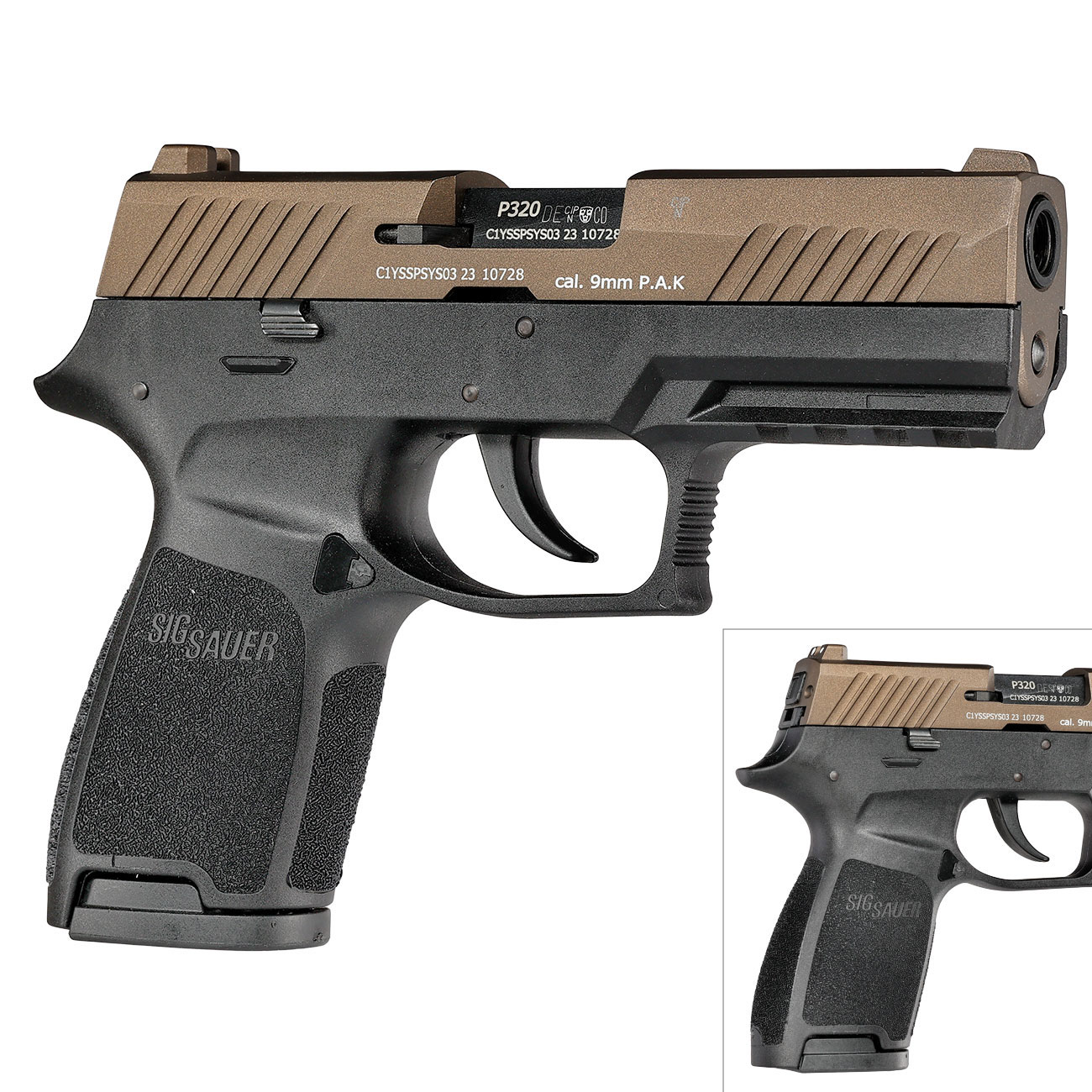 Sig Sauer P320 Schreckschuss Pistole 9mm P.A.K. midnight bronze inkl. 100 Schuss Platzpatronen Bild 9