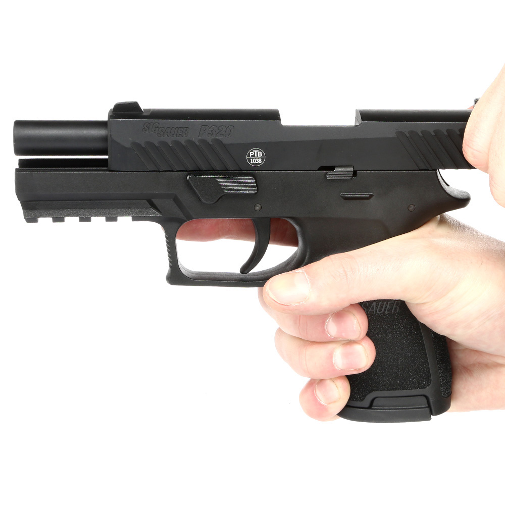 Sig Sauer P320 Schreckschuss Pistole 9mm P.A.K. schwarz inkl. 100 Schuss Platzpatronen, Ersatzmagazin und Holster Bild 6