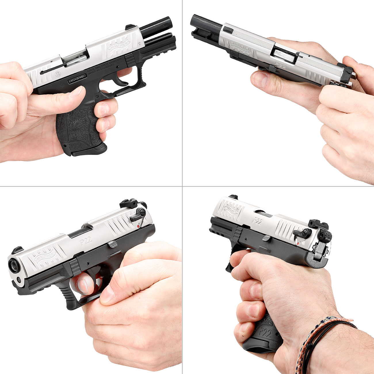 Walther P22Q Schreckschuss Pistole 9mm P.A.K. nickel inkl. austauschbare Griffrcken (S, L) Bild 11