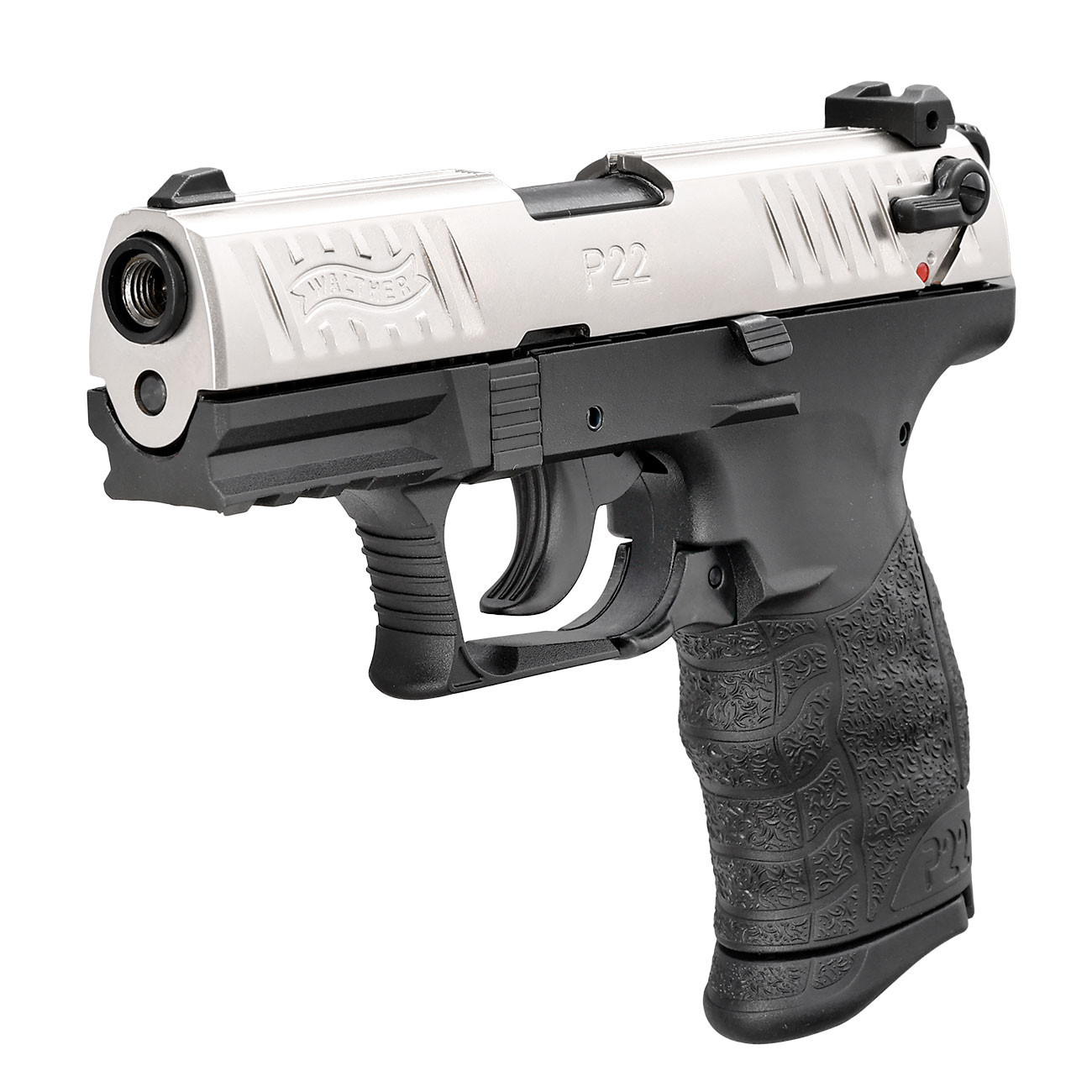 Walther P22Q Schreckschuss Pistole 9mm P.A.K. nickel inkl. austauschbare Griffrcken (S, L) Bild 2